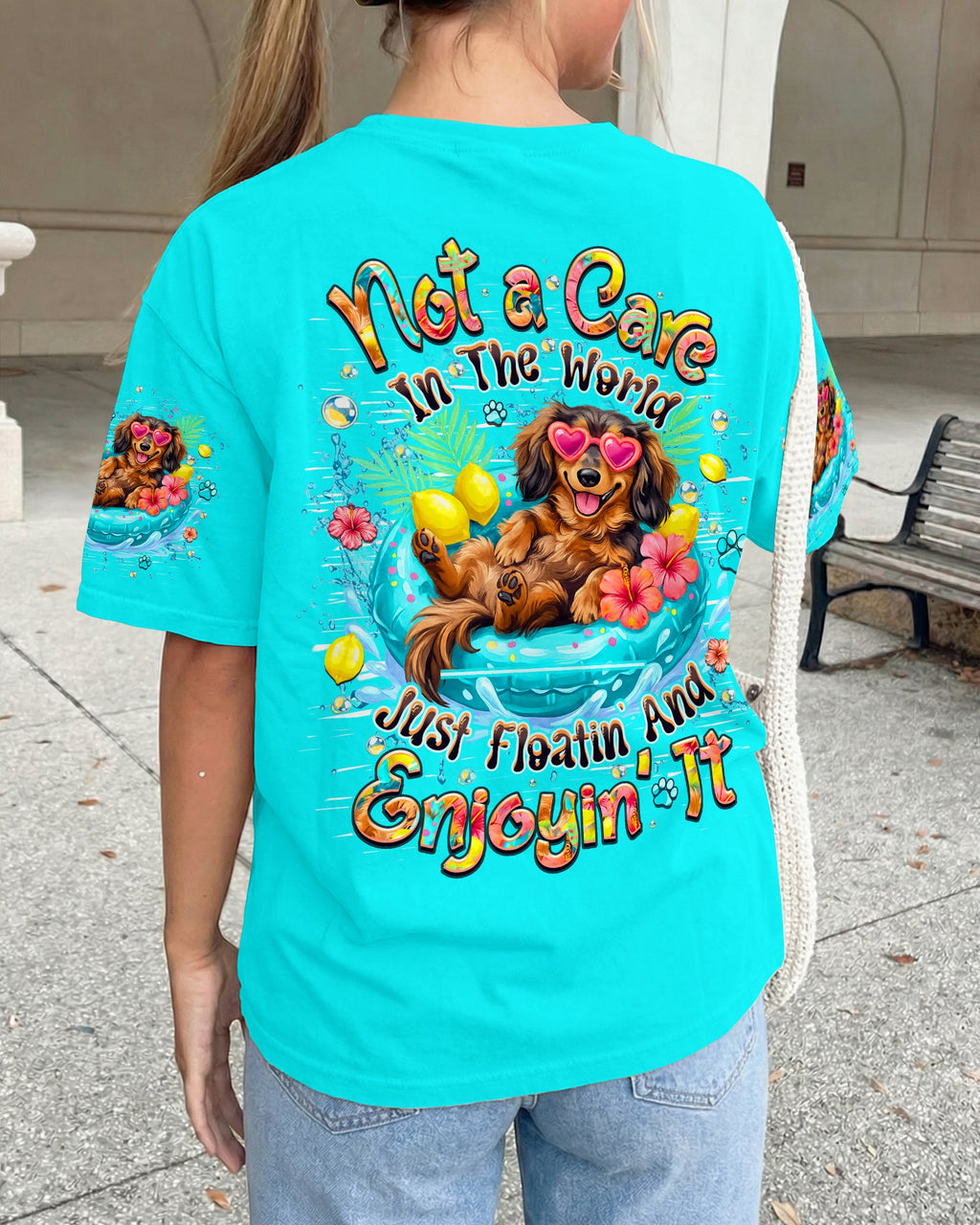 NOT A CARE IN THE WORLD DACHSHUND DOG  ALL OVER PRINT  - TLHN2105261