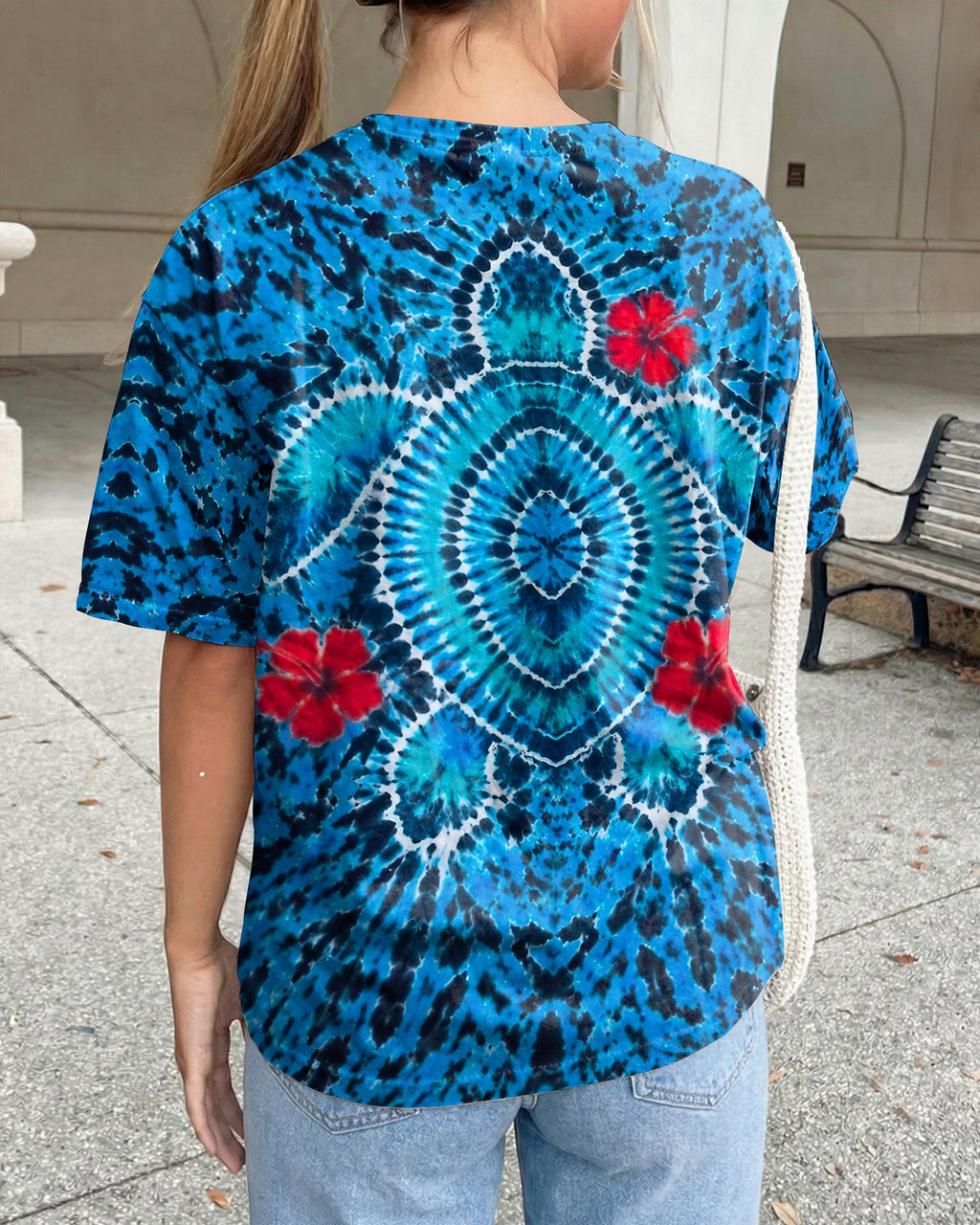 HIBISCUS FLOWERS AND SEA TURTLE BURST ALL OVER PRINT  - TLNT1407263