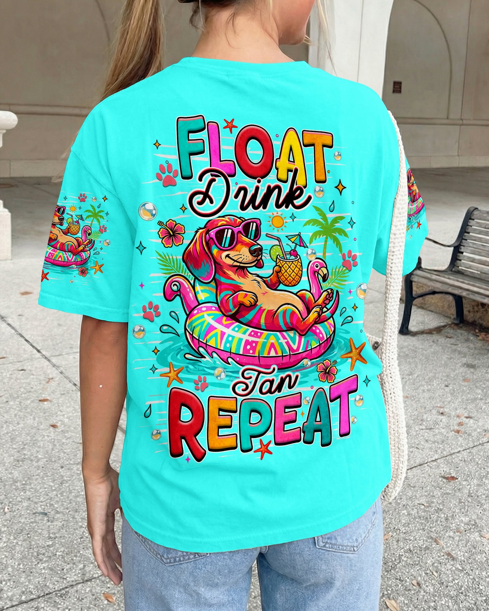 FLOAT DRINK TAN REPEAT DACHSHUND DOG ALL OVER PRINT  - TLHN1806263
