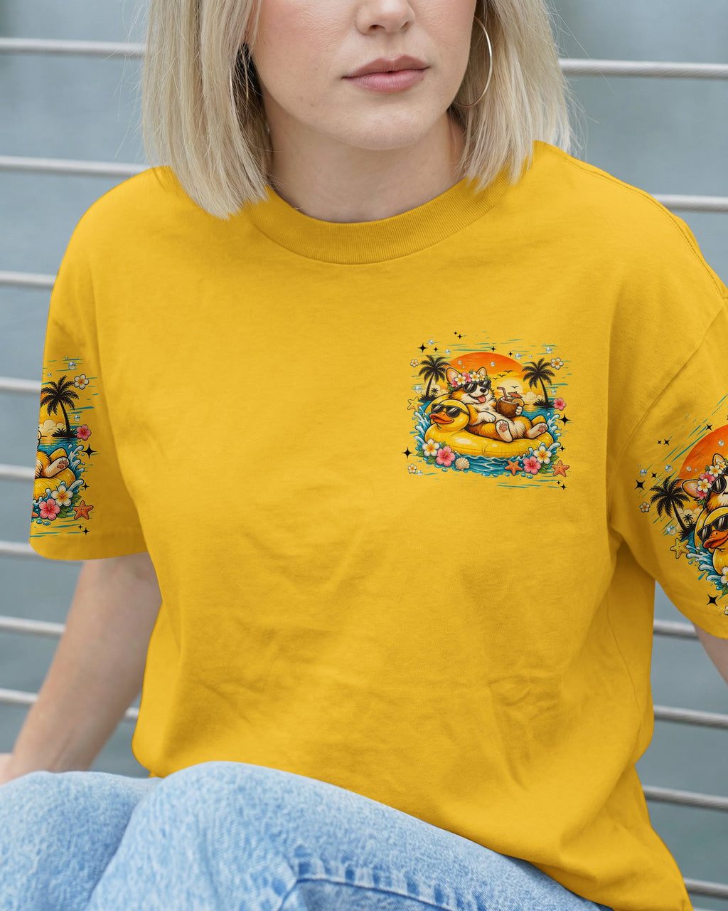 NOT A CARE IN THE WORLD CORGI DOG  ALL OVER PRINT  - TLHN0405263