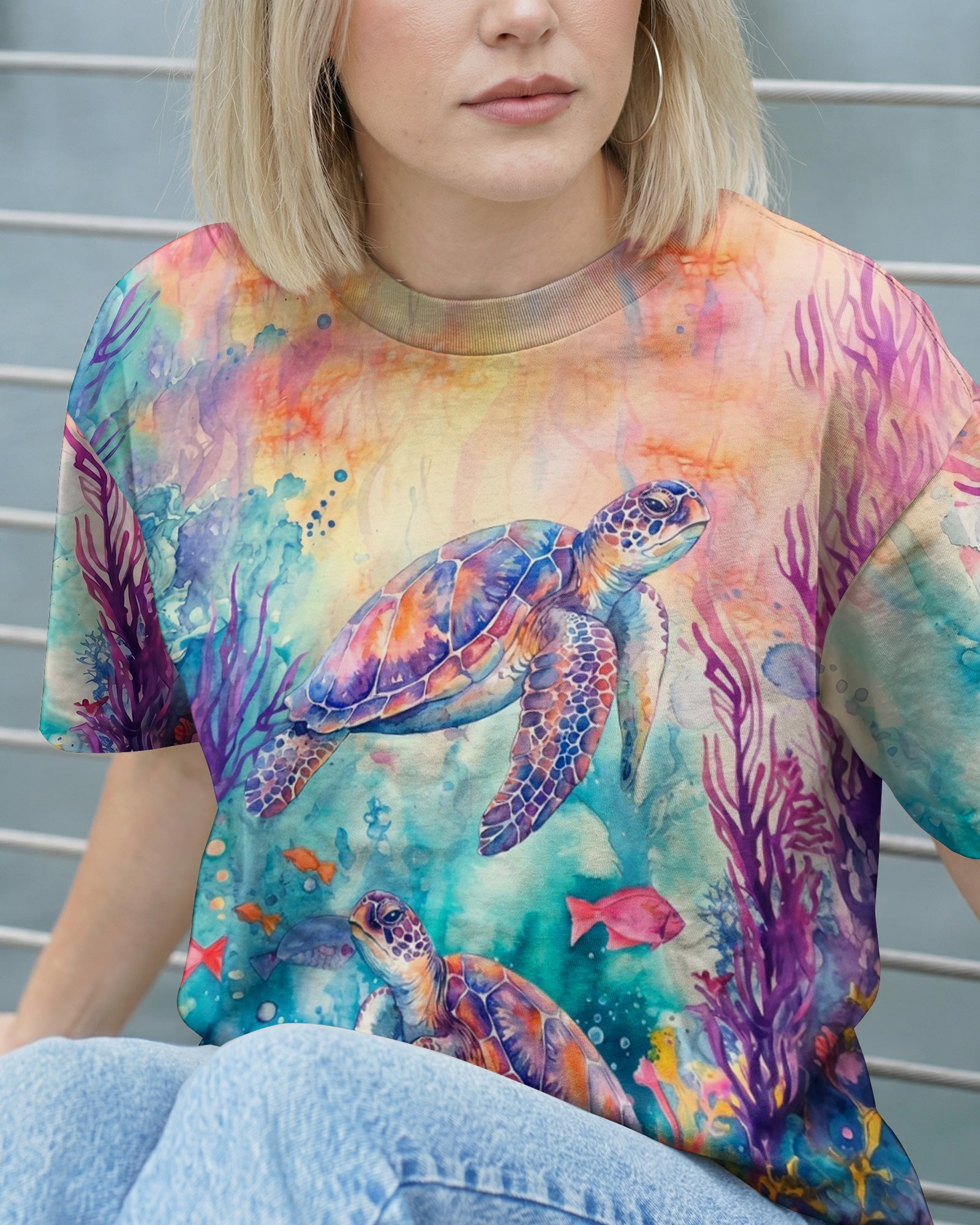 SALTWATER HEALS EVERYTHING TURTLE ALL OVER PRINT  - TLHN2104261