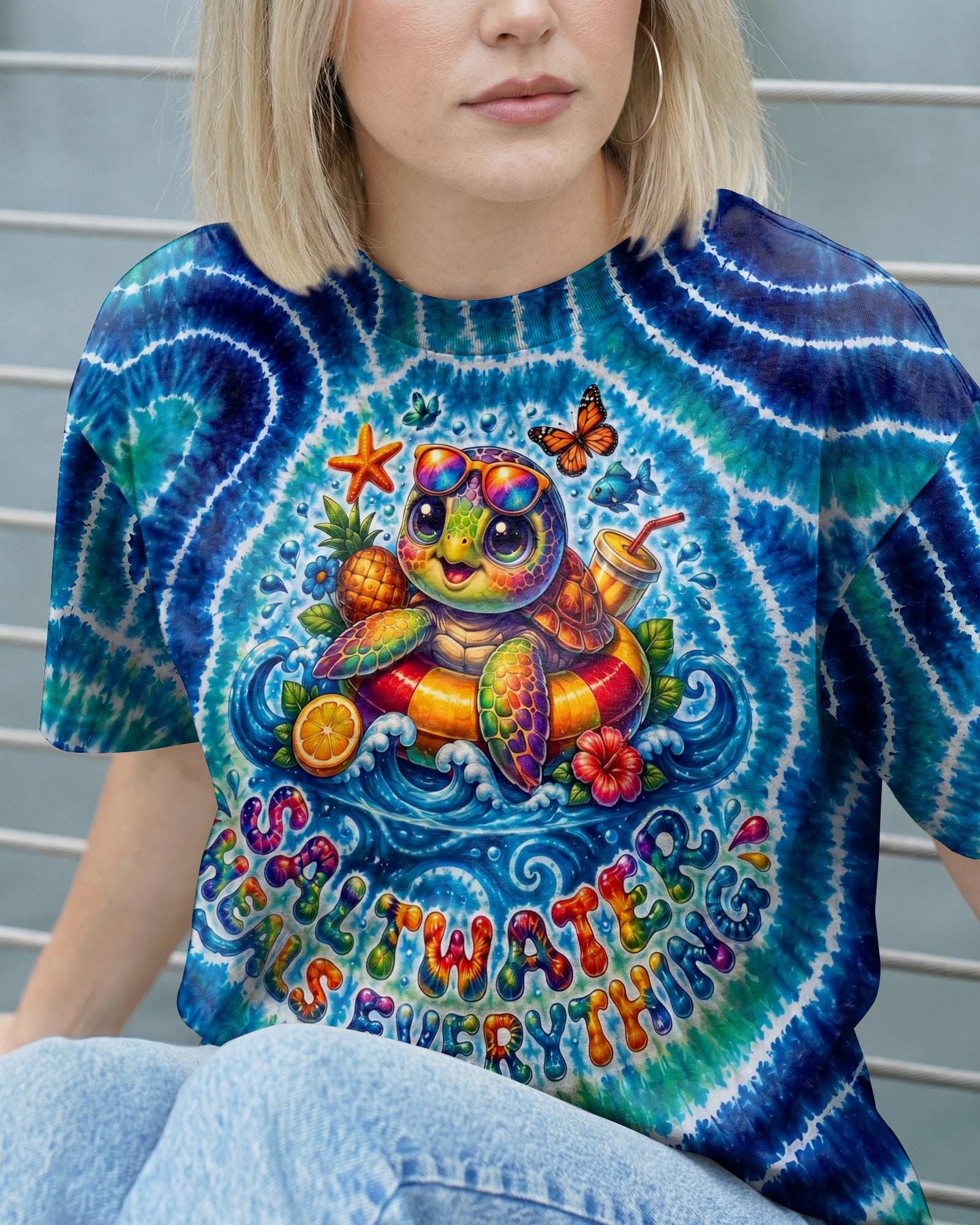 SALTWATER HEALS EVERYTHING TURTLE SWIRL ALL OVER PRINT - KMTM0605261