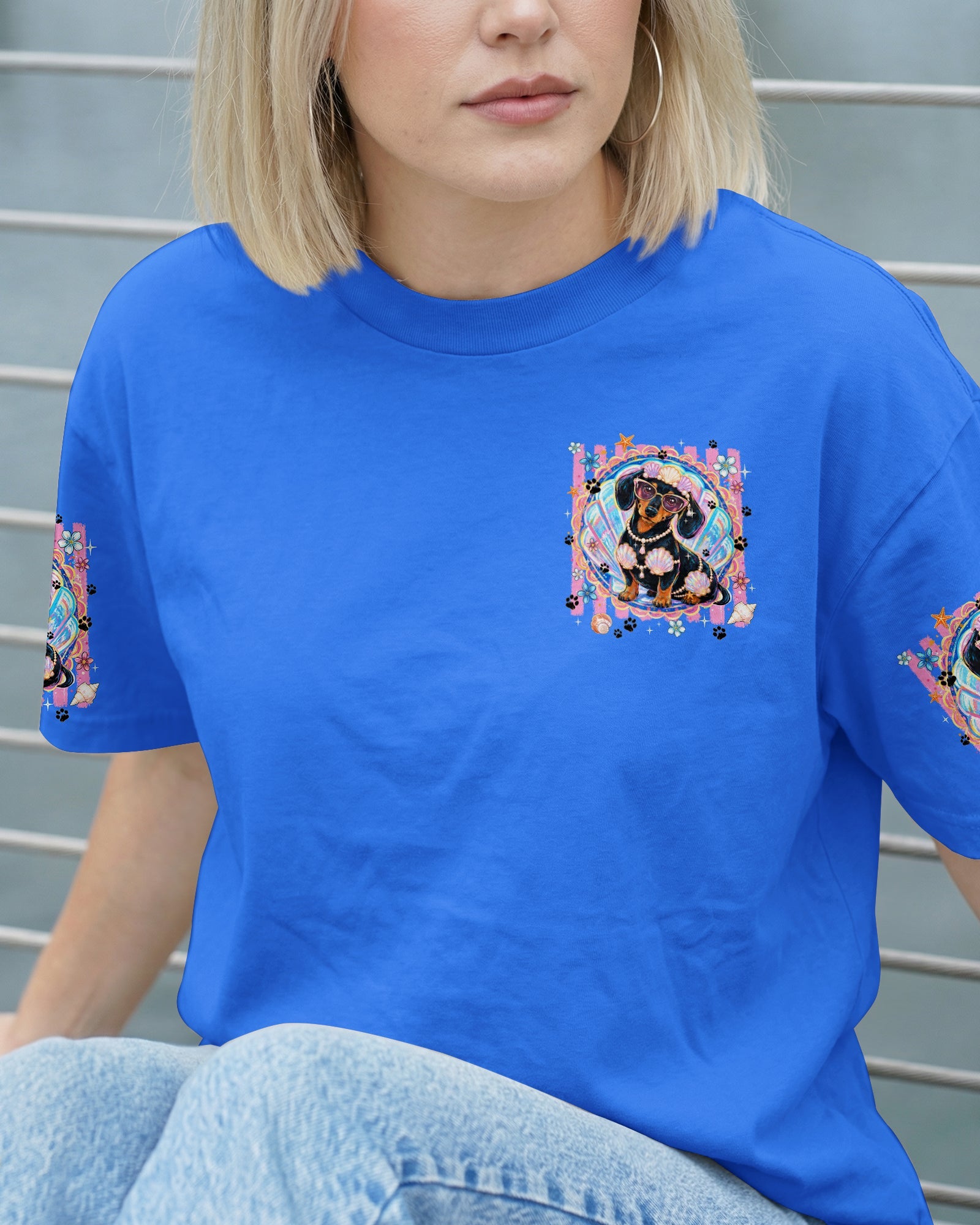 SALTY SOUL AND SANDY PAWS DACHSHUND DOG ALL OVER PRINT - TYQY0506263