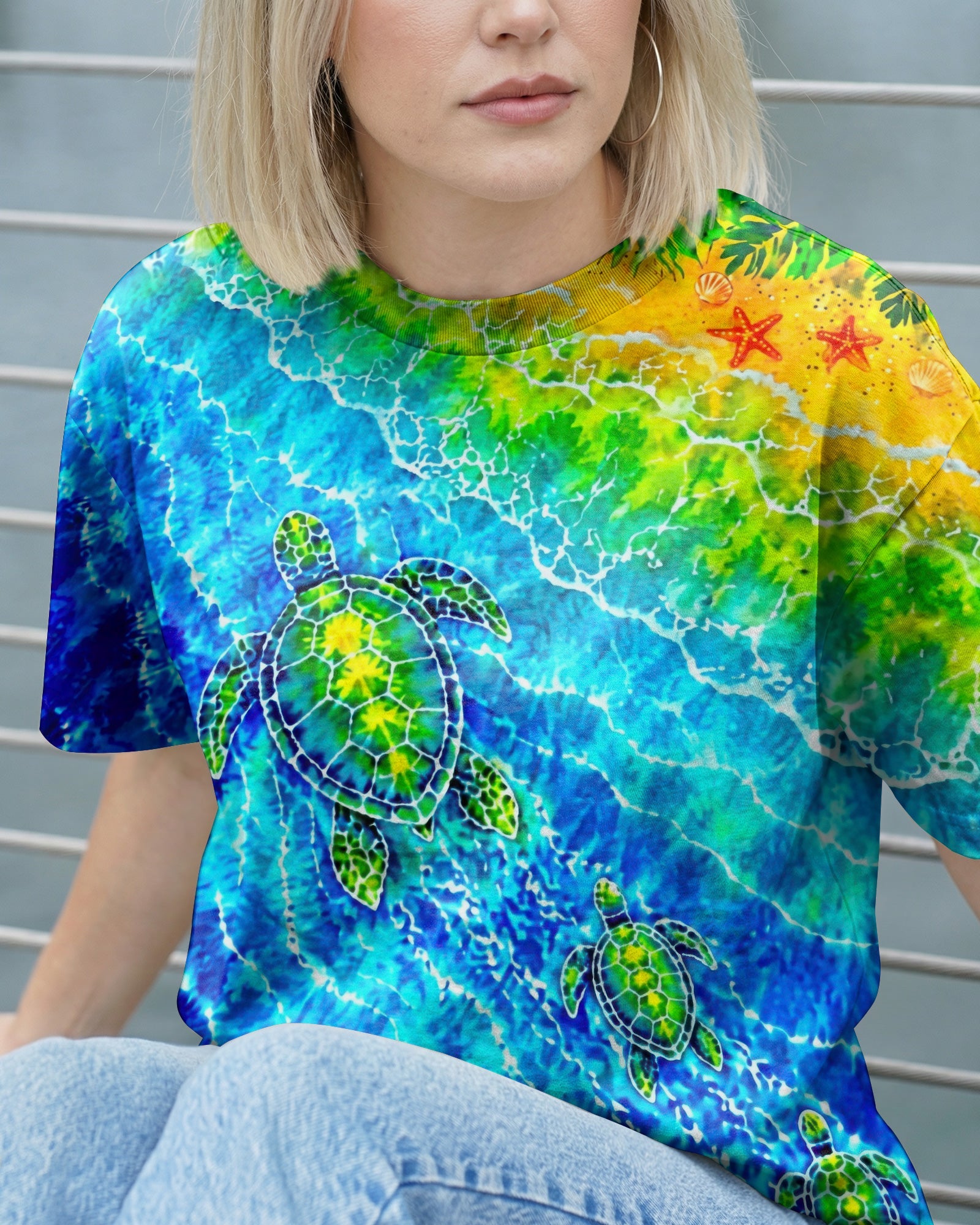 SEA TURTLES TROPICAL BEACH BURST ALL OVER PRINT  - TLTW2206262