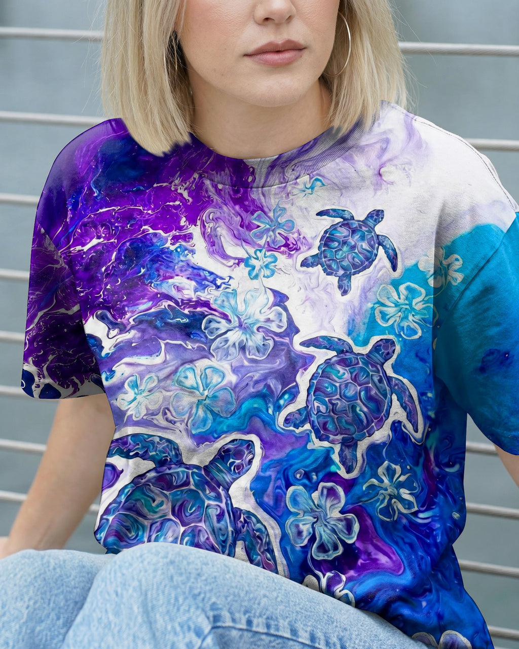 BLUE PURPLE OCEAN TURTLES ALL OVER PRINT - TYLN1806261