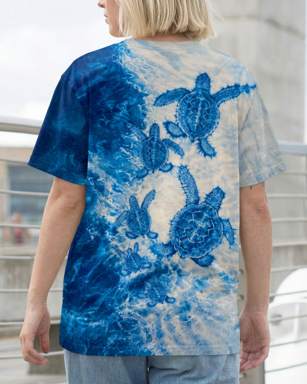 SEA TURTLE FAMILY WAVES  ALL OVER PRINT - TLTW1504263