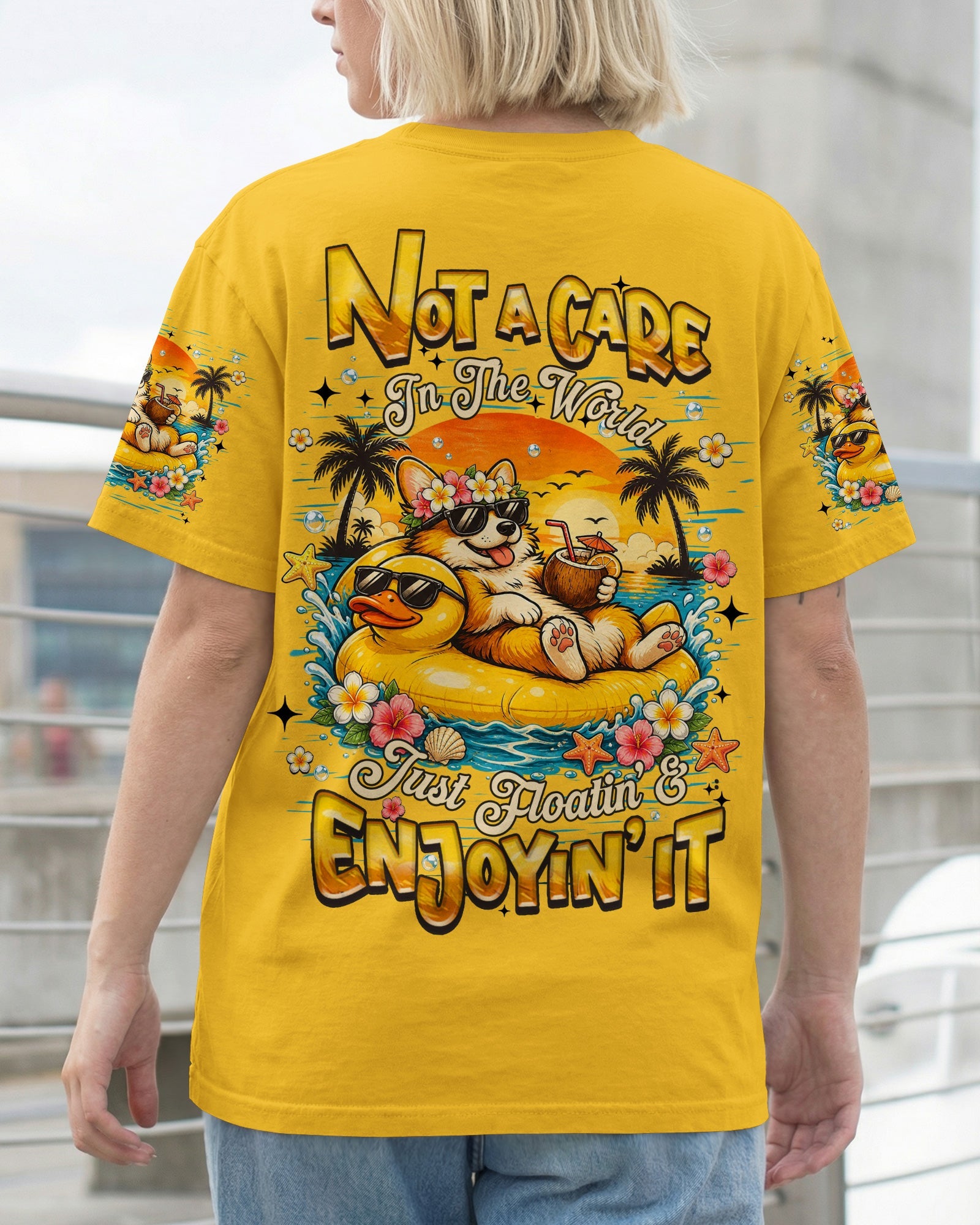 NOT A CARE IN THE WORLD CORGI DOG  ALL OVER PRINT  - TLHN0405263