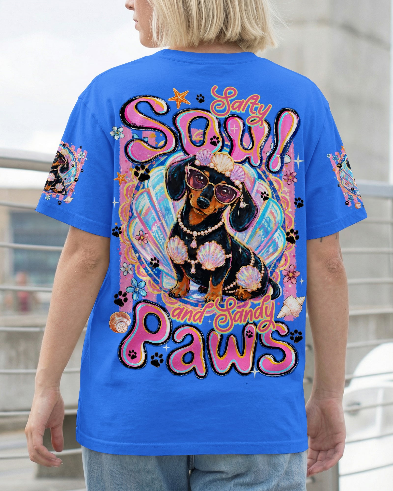 SALTY SOUL AND SANDY PAWS DACHSHUND DOG ALL OVER PRINT - TYQY0506263