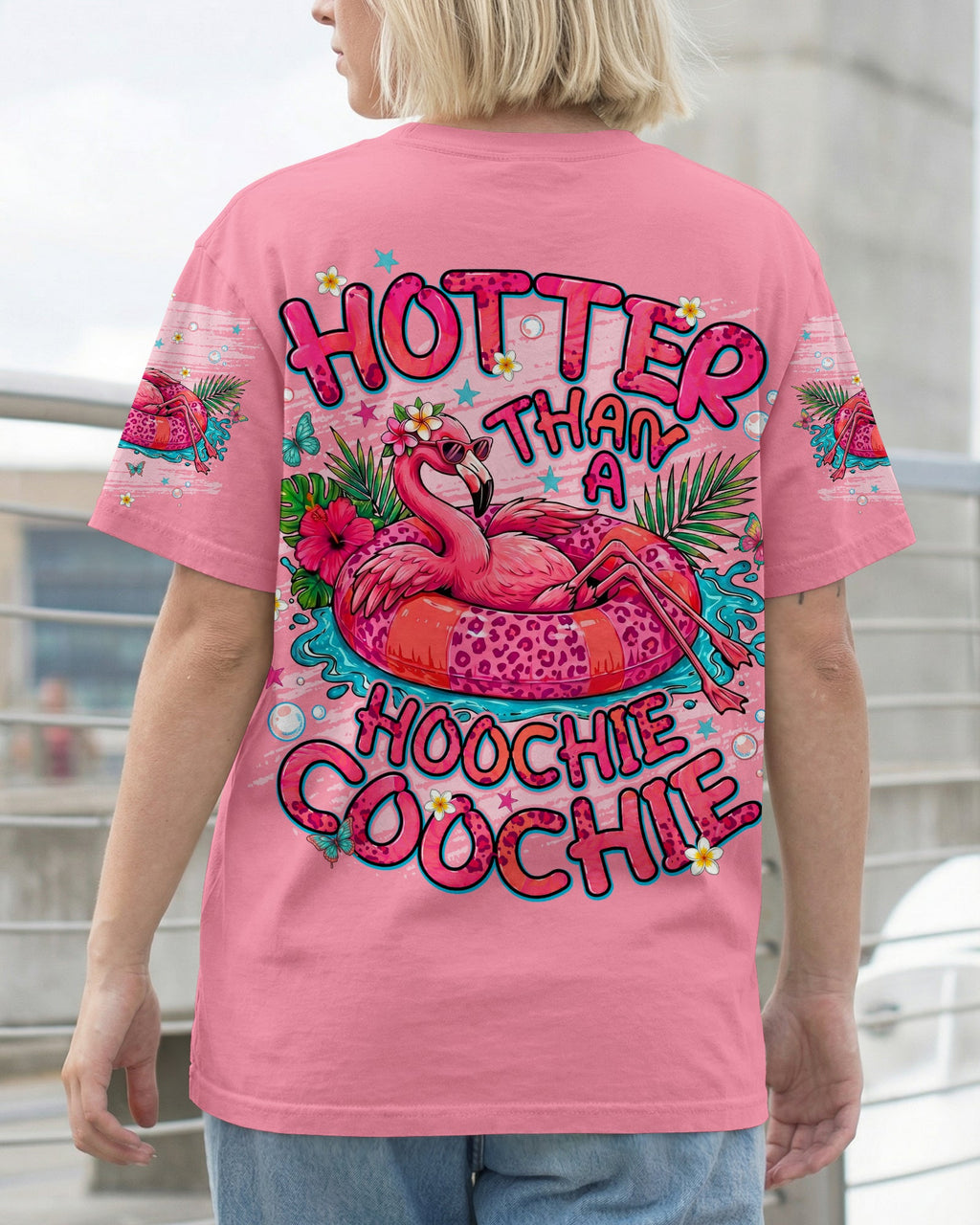 HOTTER THAN A HOOCHIE COOCHIE FLAMINGO ALL OVER PRINT  - TLNT0705264