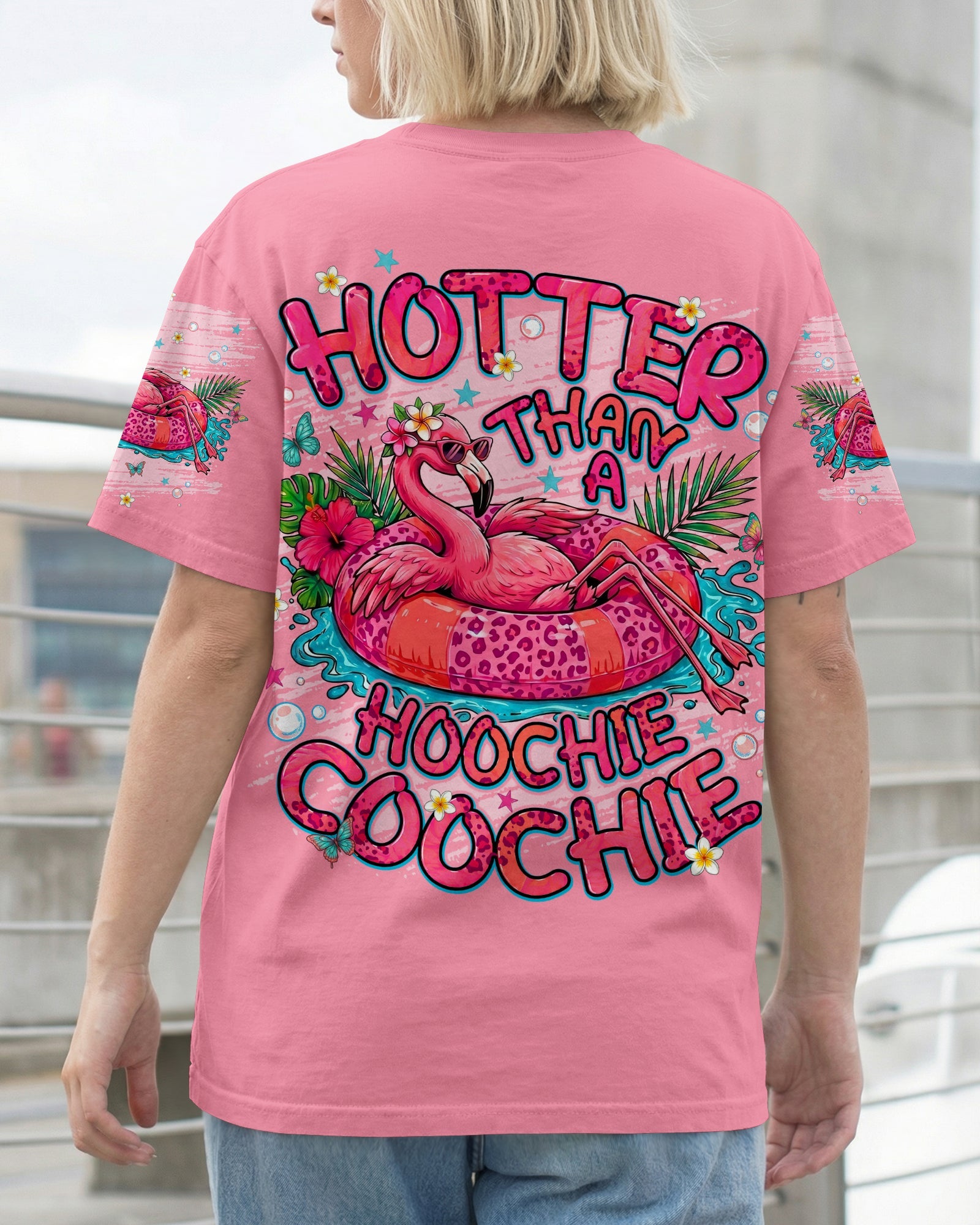 HOTTER THAN A HOOCHIE COOCHIE FLAMINGO ALL OVER PRINT  - TLNT0705264