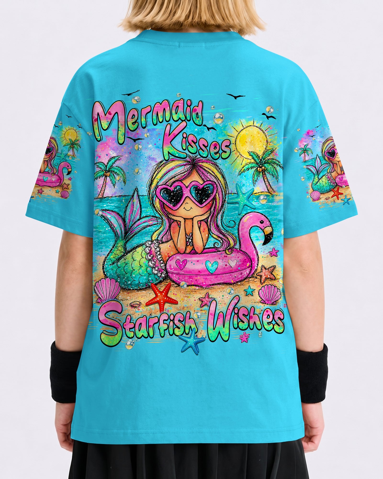 MERMAID KISSES STARFISH WISHES KIDS ALL OVER PRINT  - TLHN2505261