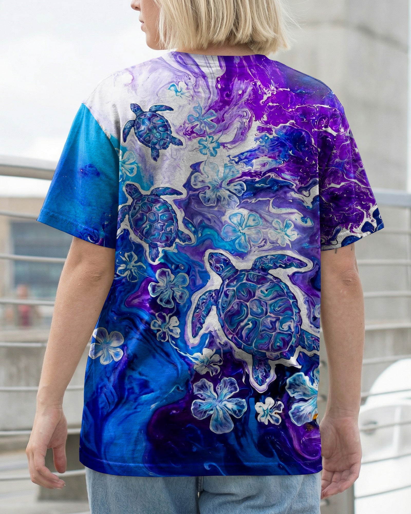 BLUE PURPLE OCEAN TURTLES ALL OVER PRINT - TYLN1806261