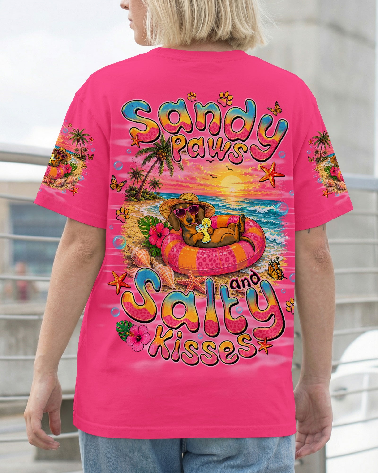 SANDY PAWS AND SALTY KISSES DACHSHUND DOG ALL OVER PRINT  - TLNO2105261