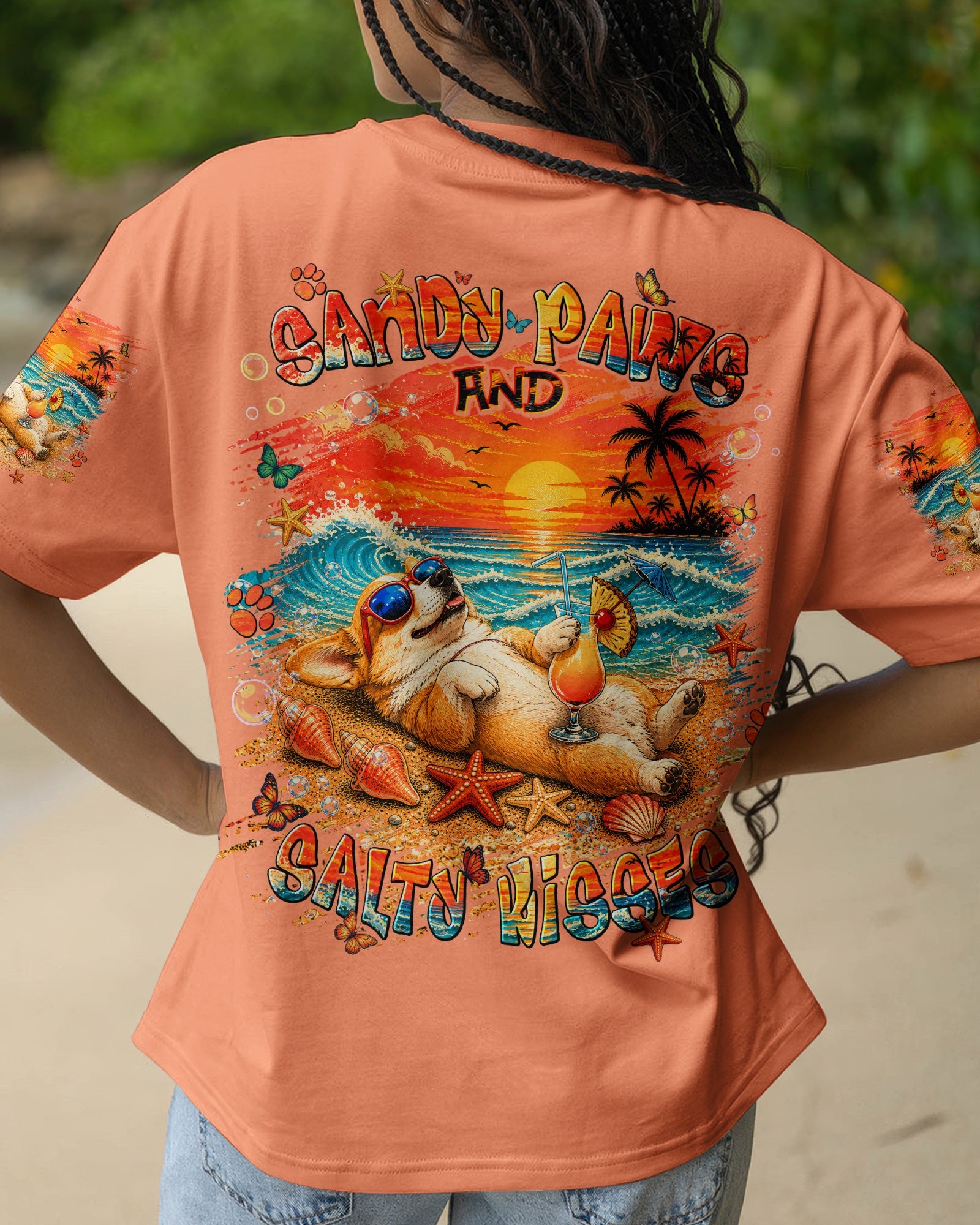 SANDY PAWS AND SALTY KISSES CORGI DOG ALL OVER PRINT  - TLNT1805263