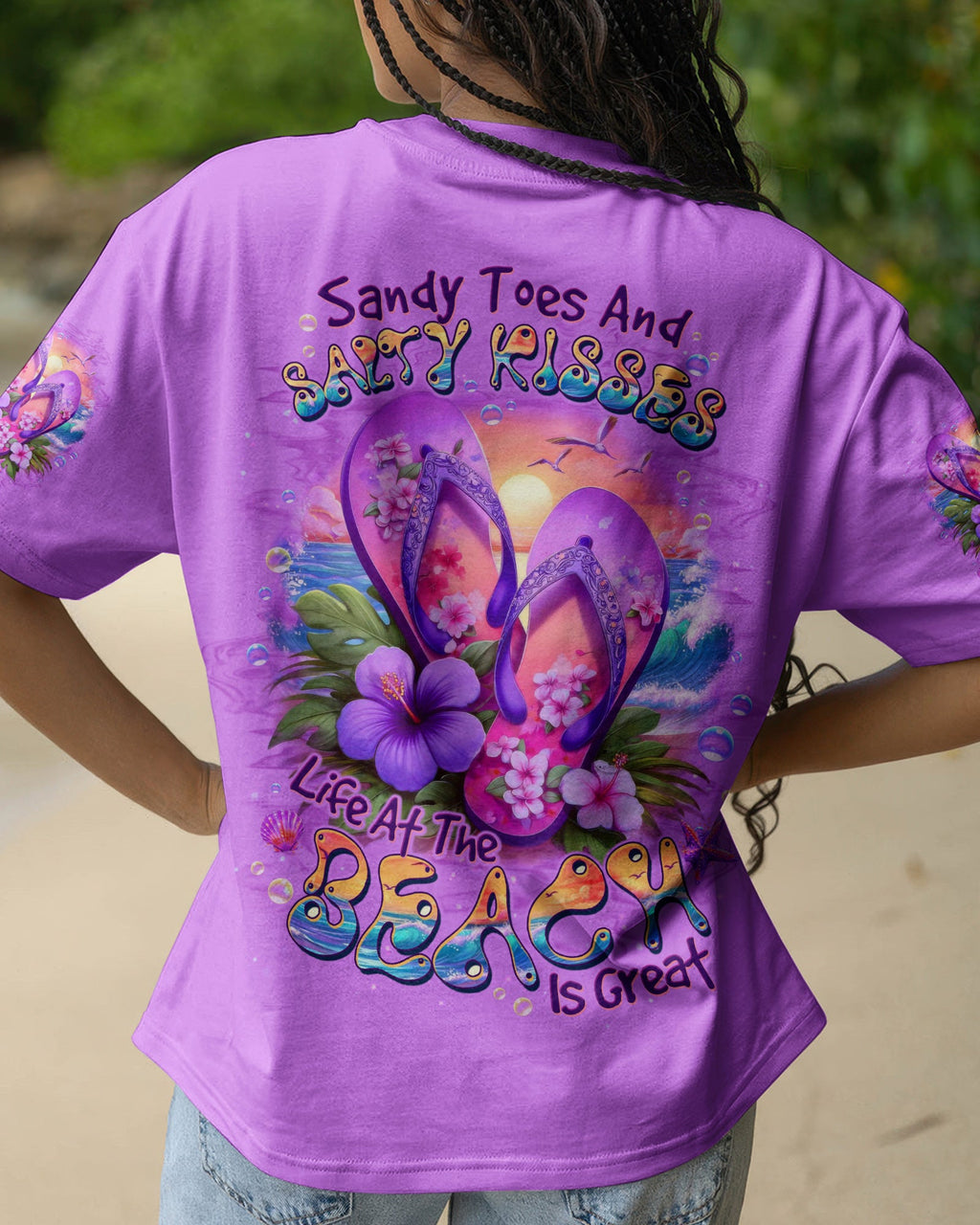 SANDY TOES AND SALTY KISSES FLIP FLOPS ALL OVER PRINT - TLTW0805263