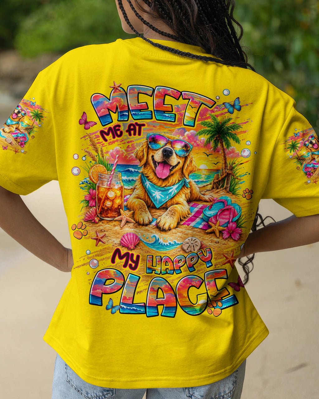 MEET ME AT MY HAPPY PLACE GOLDEN RETRIEVER DOG ALL OVER PRINT - TLNT2105261