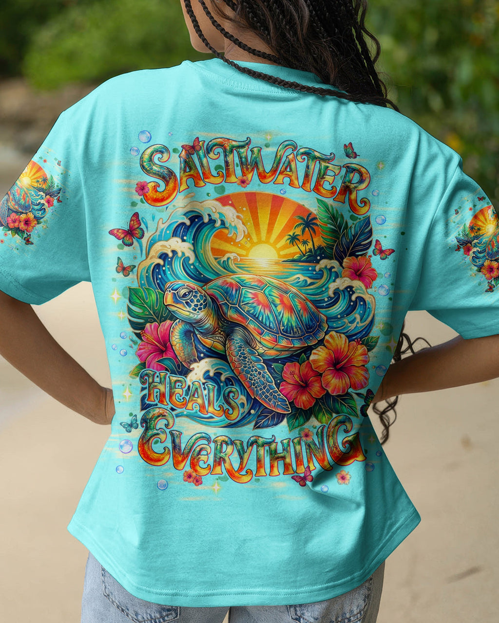 SALTWATER HEALS EVERYTHING TURTLE ALL OVER PRINT  - TLNT1704261