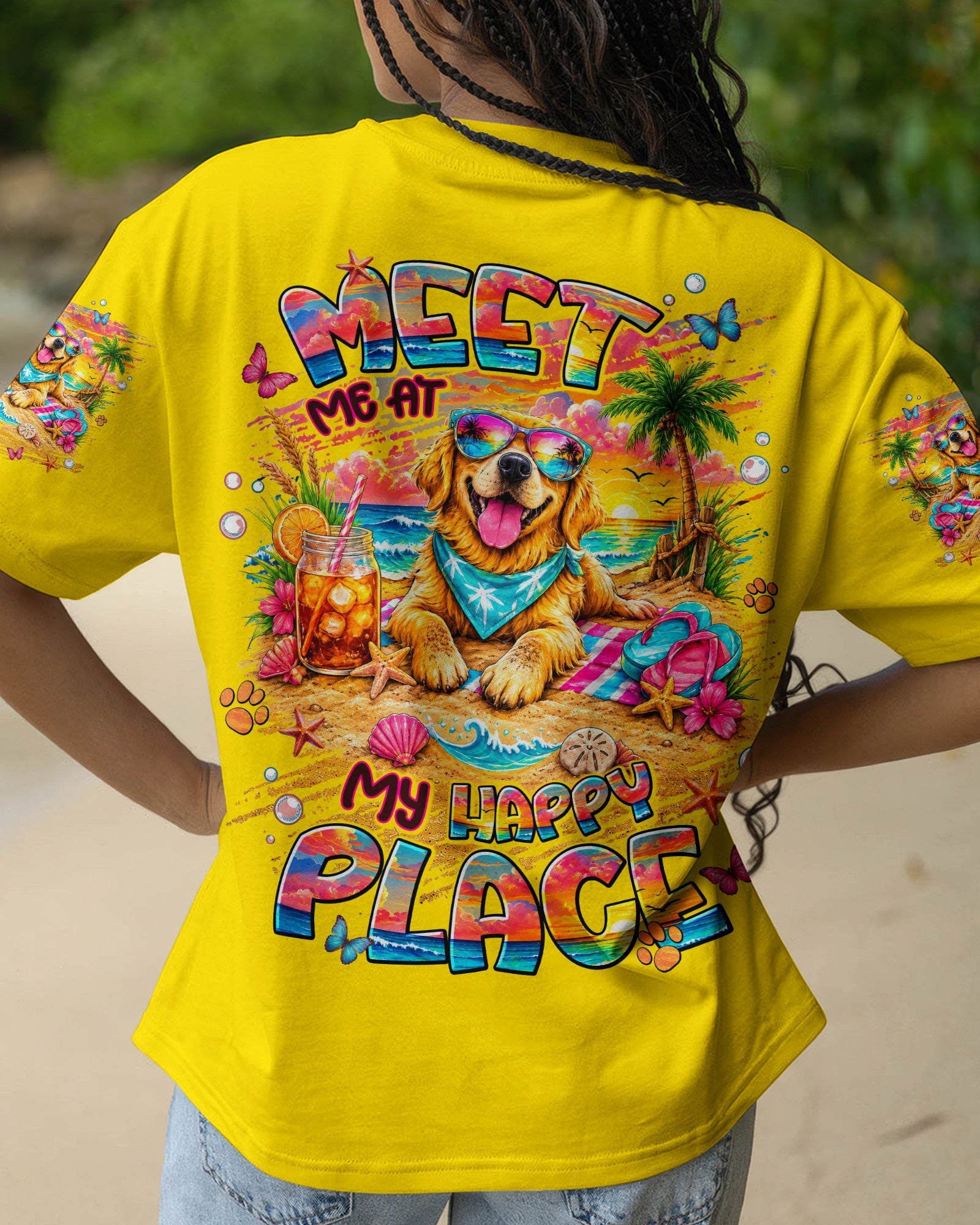 MEET ME AT MY HAPPY PLACE GOLDEN RETRIEVER DOG ALL OVER PRINT - TLNT2105261