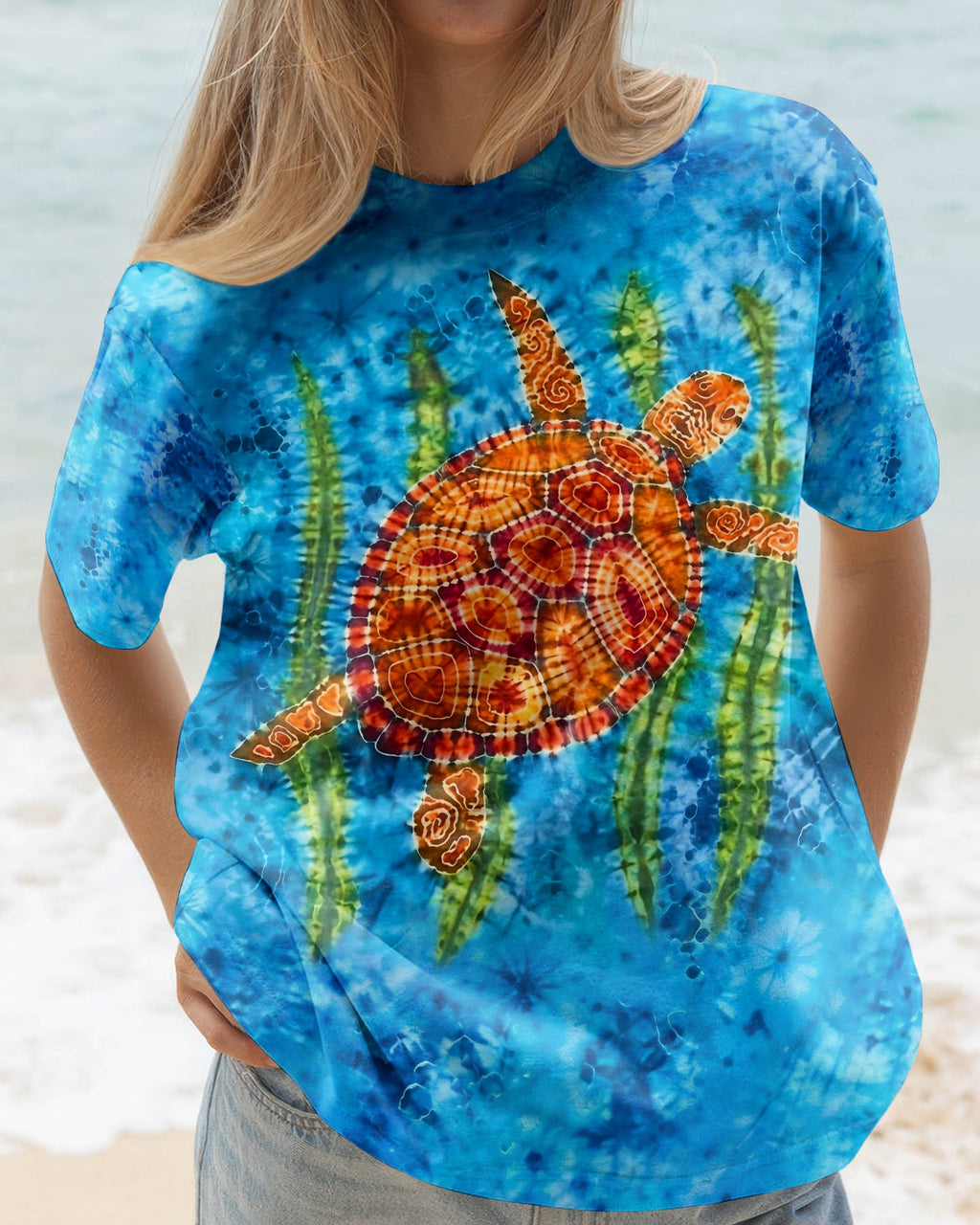 SEA TURTLE AND SEAWEED ALL OVER PRINT  - TLHG1604262