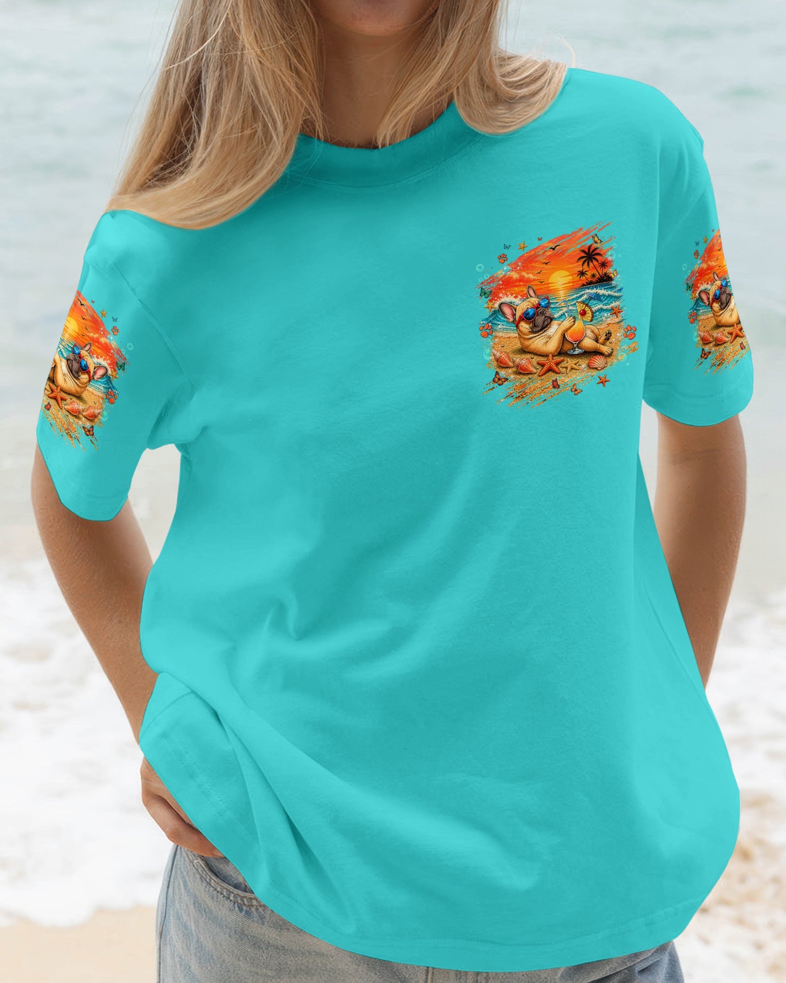 SANDY PAWS AND SALTY KISSES FRENCH BULLDOG ALL OVER PRINT - TLNT1505262