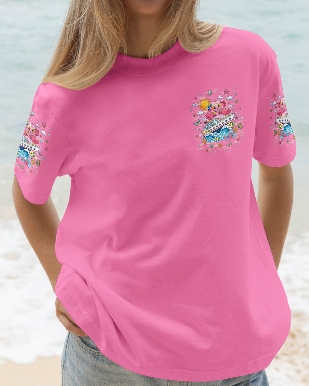 APPARENTLY WE'RE TROUBLE FLAMINGO CRUISING ALL OVER PRINT  - TLNT0307261