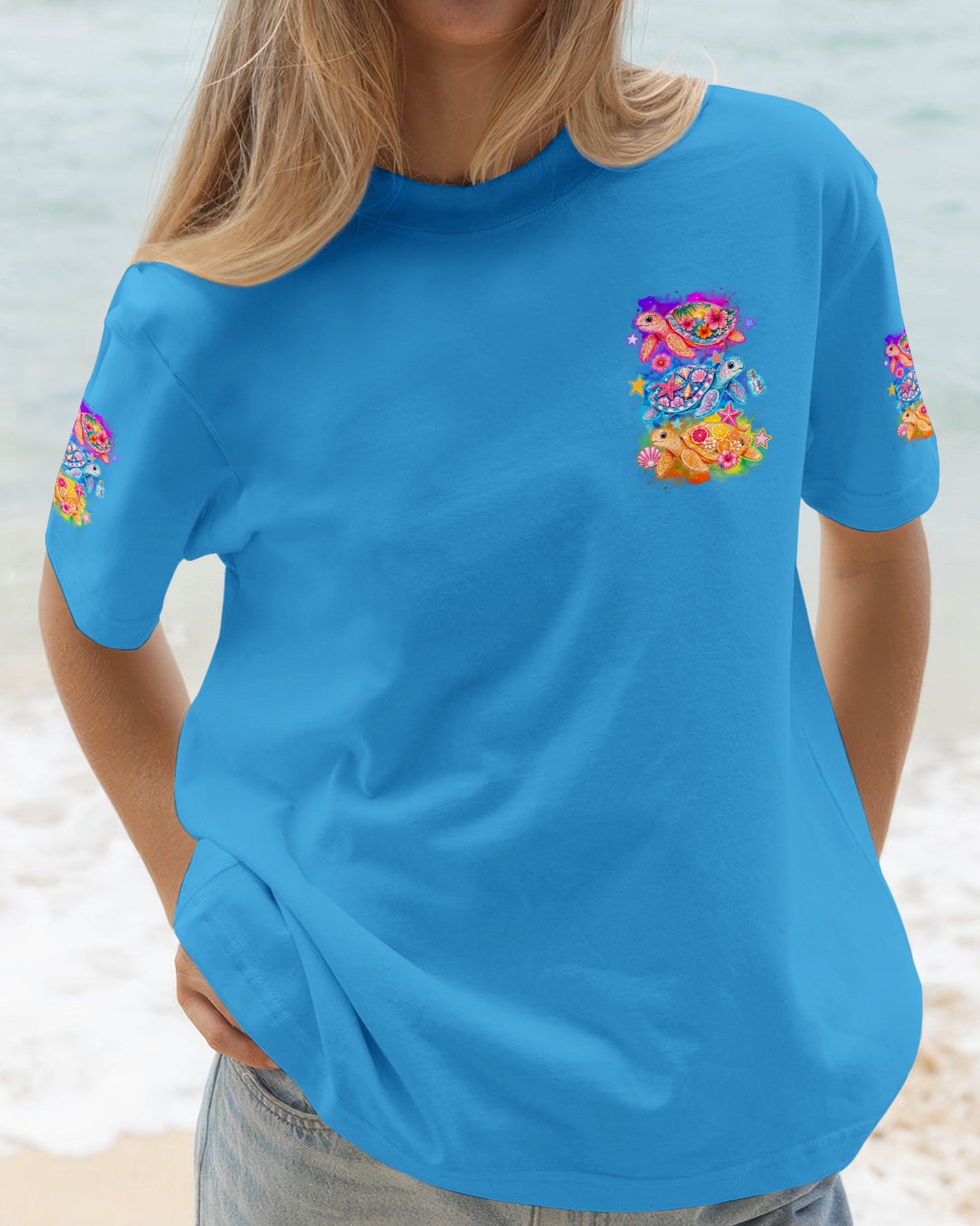 SMELL THE SEA FEEL THE BREEZE TURTLE ALL OVER PRINT - TYQY1505262