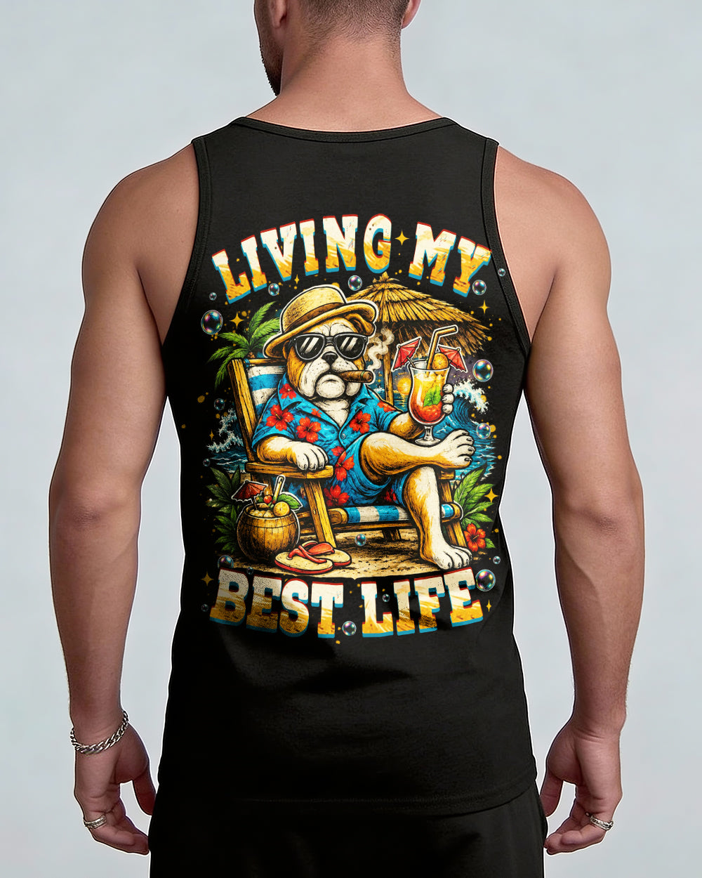 LIVING MY BEST LIFE PUG DOG ALL OVER PRINT  - TLHN0306263