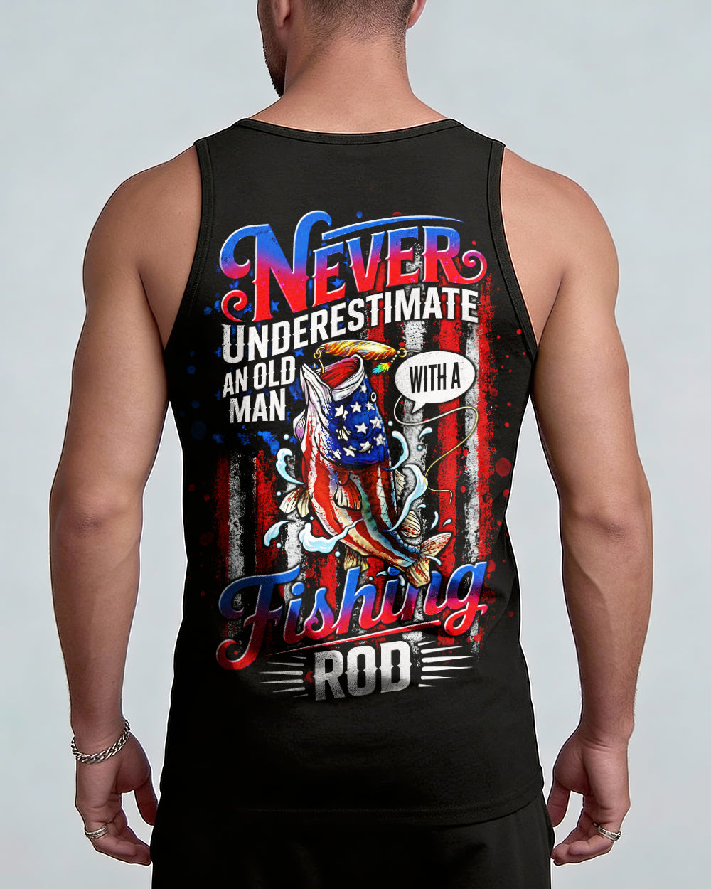 NEVER UNDERESTIMATE AN OLD MAN  FISHING ALL OVER PRINT - TLNT0406264