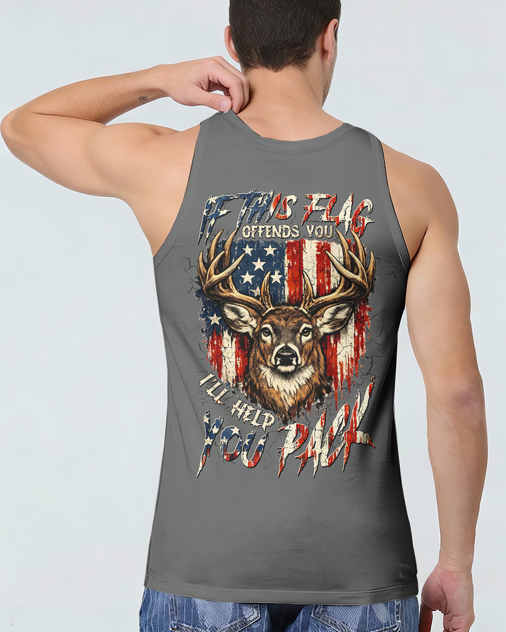 IF THIS FLAG OFFENDS YOU I'LL HELP YOU PACK DEER HUNTING  ALL OVER PRINT - TLTW0804262
