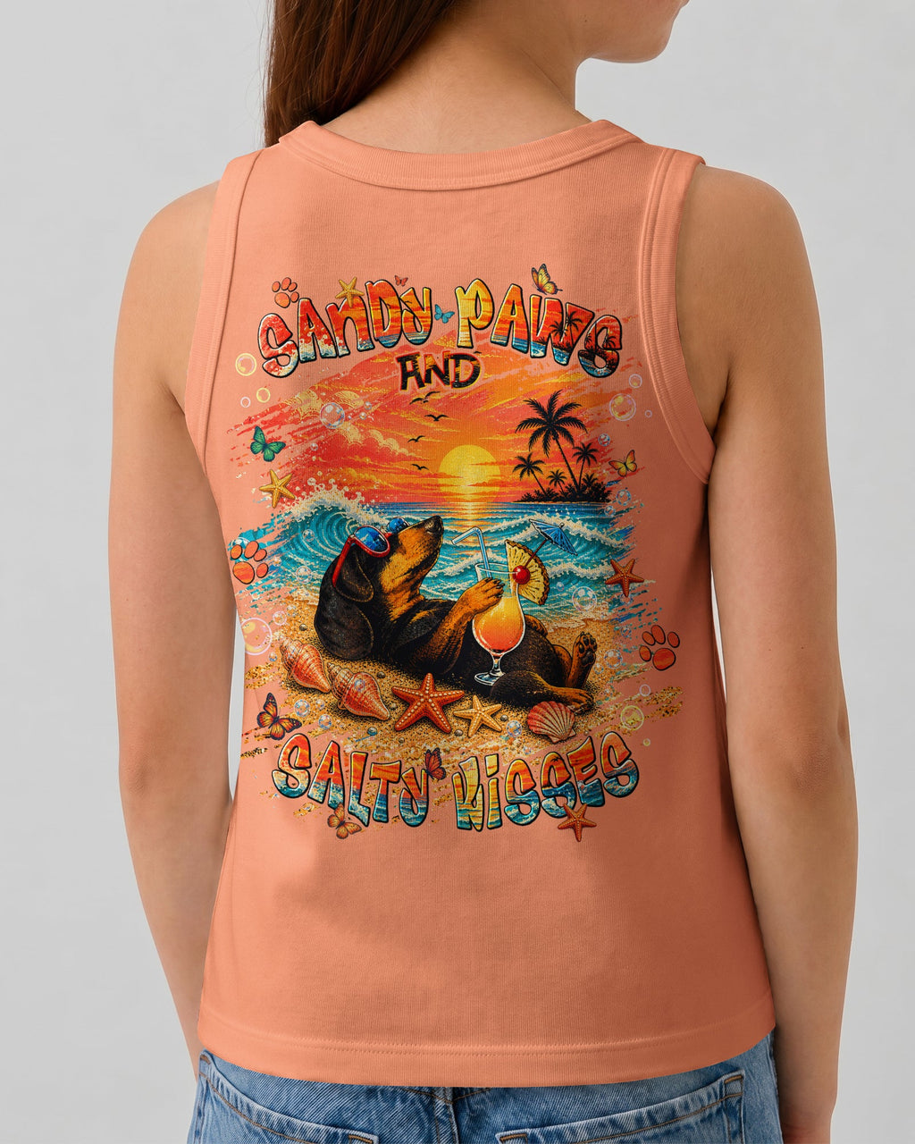 SANDY PAWS AND SALTY KISSES DACHSHUND DOG KIDS ALL OVER PRINT - TLNT2205264