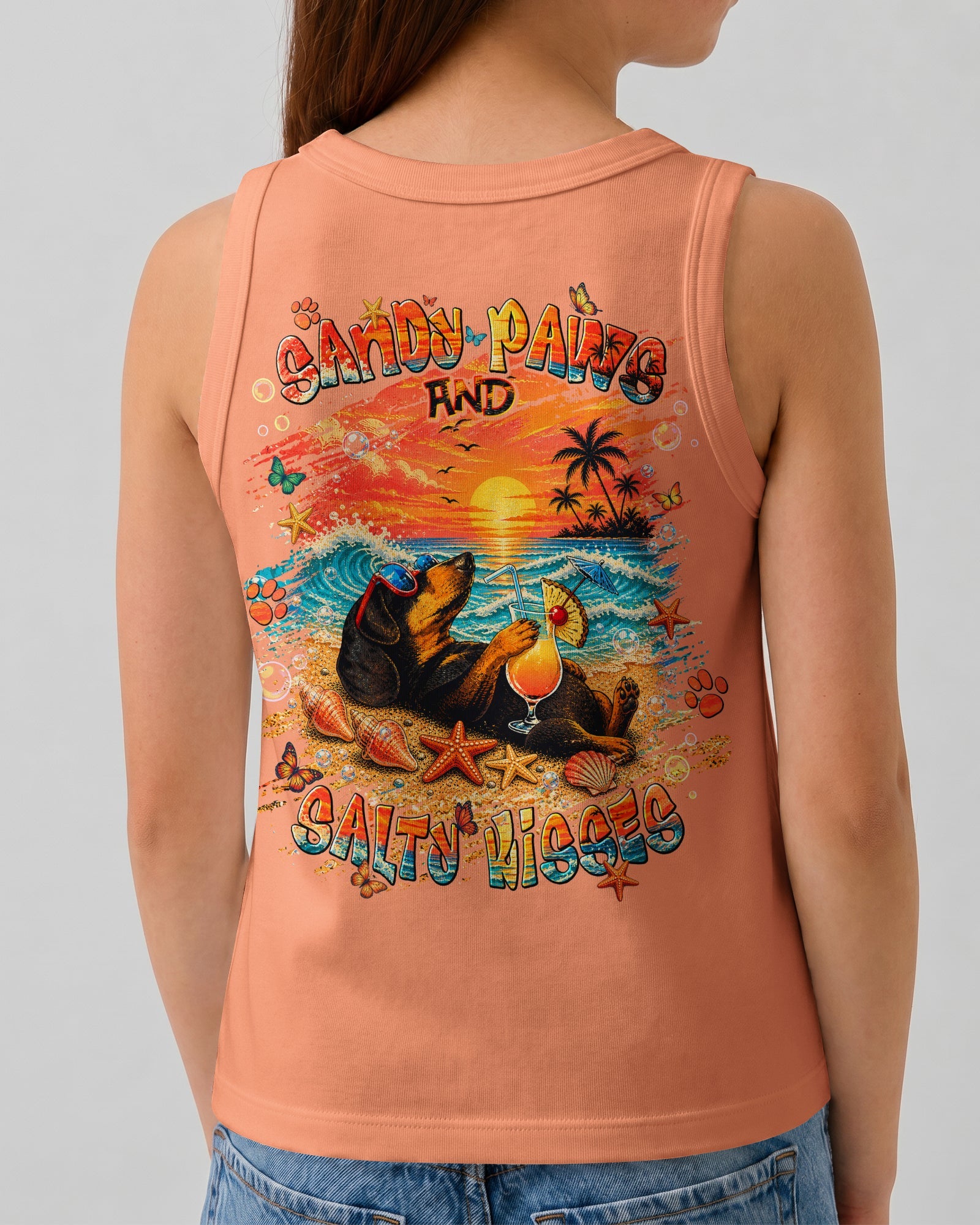 SANDY PAWS AND SALTY KISSES DACHSHUND DOG KIDS ALL OVER PRINT - TLNT2205264