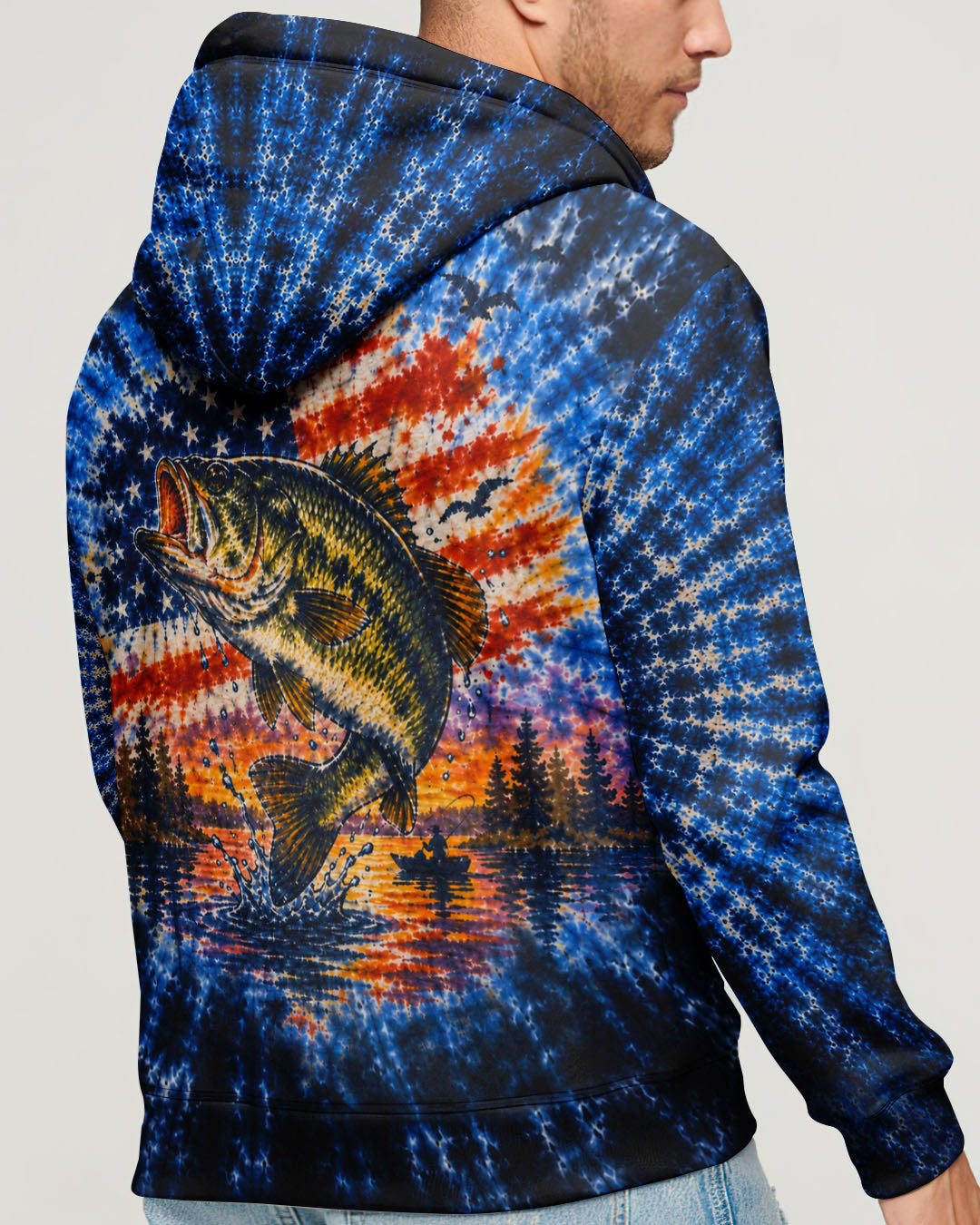 SUNSET FISHING STARS & STRIPES PATTERN ALL OVER PRINT - TLHN0106263