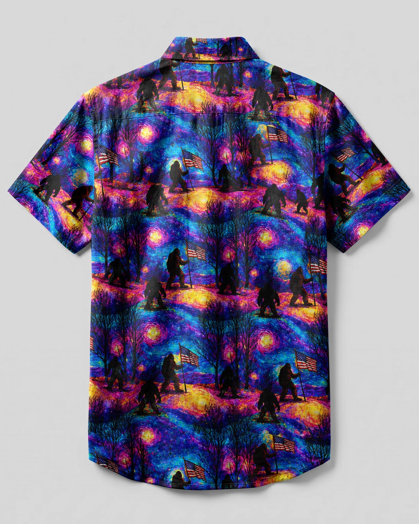 PSYCHEDELIC NIGHT BIGFOOT BUTTON-DOWN COLLAR SHIRT  - TLHN0506262