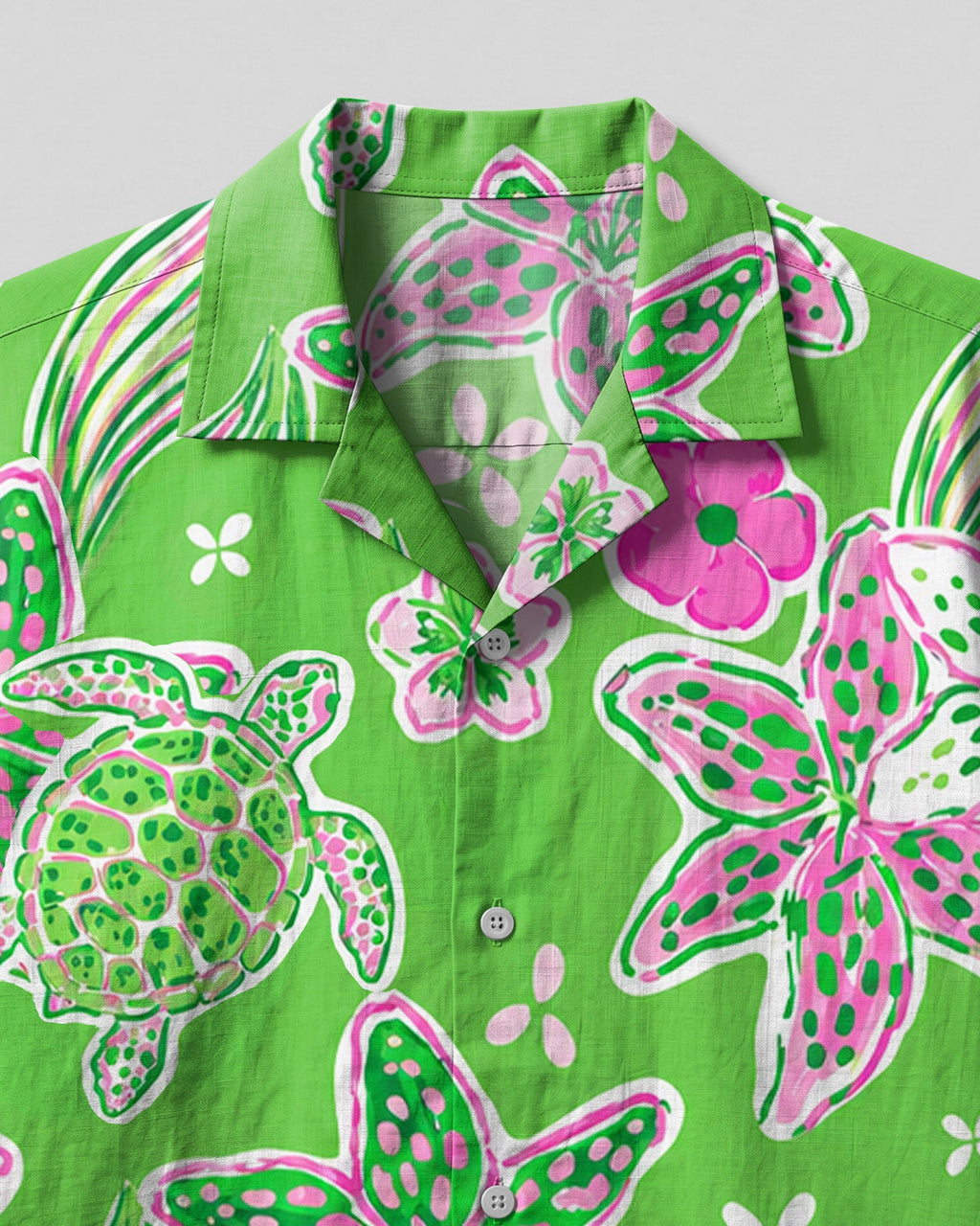 TURTLE LILIES  PATTERN CAMP SHIRT - TLHN1906262