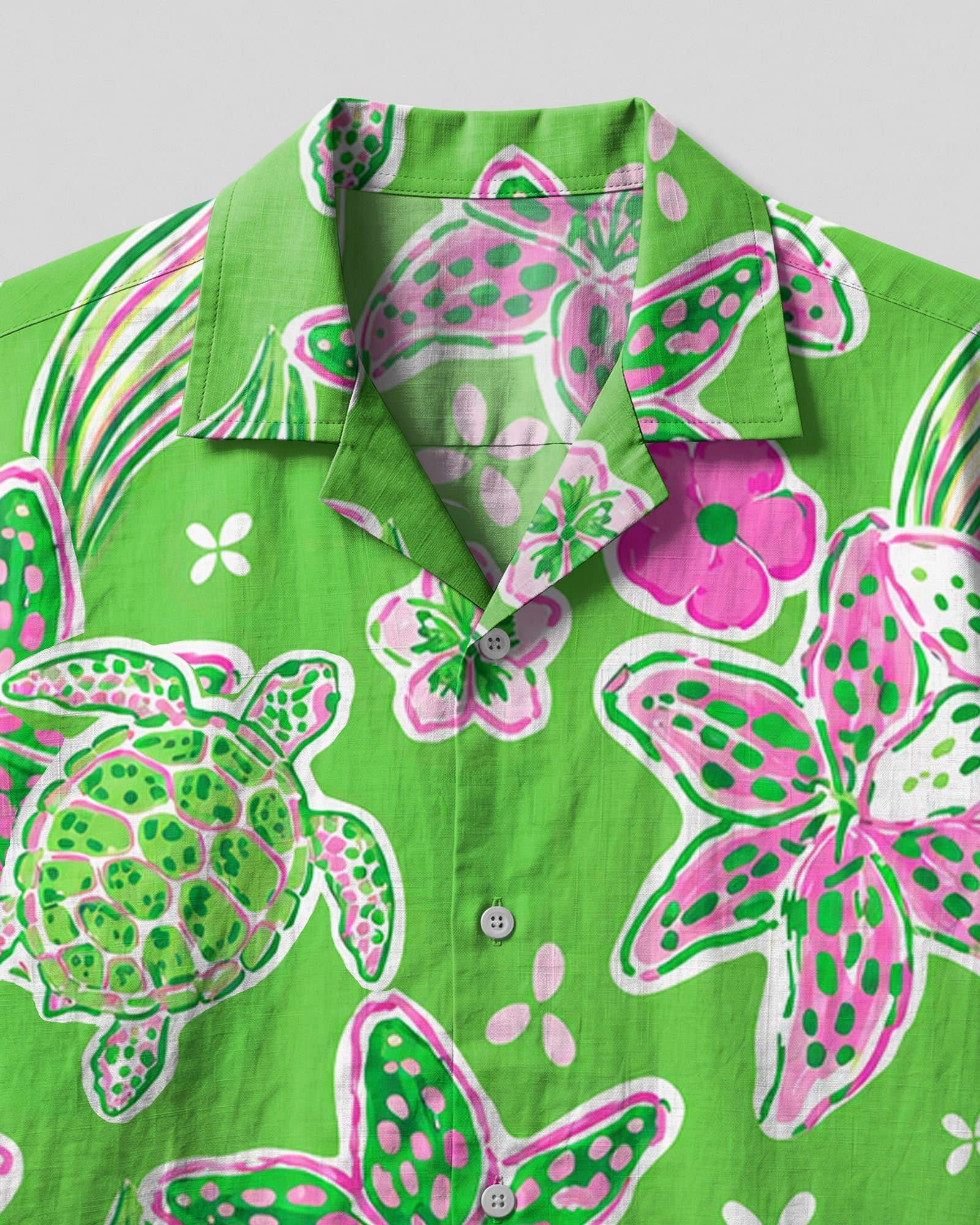 TURTLE LILIES  PATTERN CAMP SHIRT - TLHN1906262