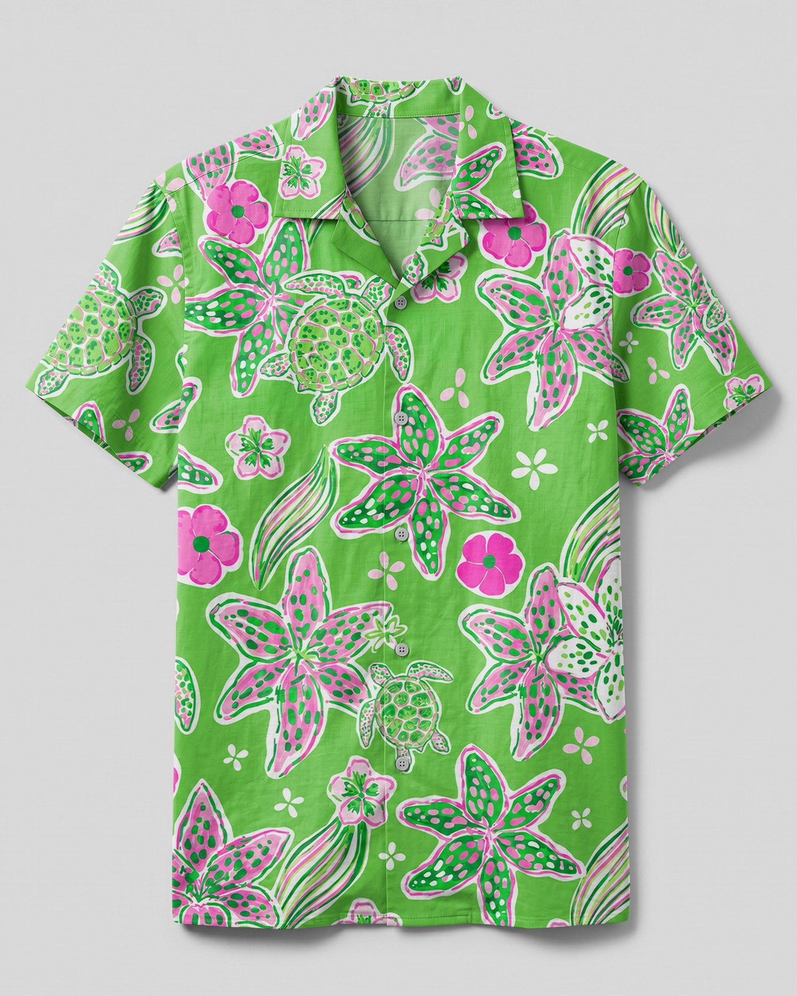 TURTLE LILIES  PATTERN CAMP SHIRT - TLHN1906262