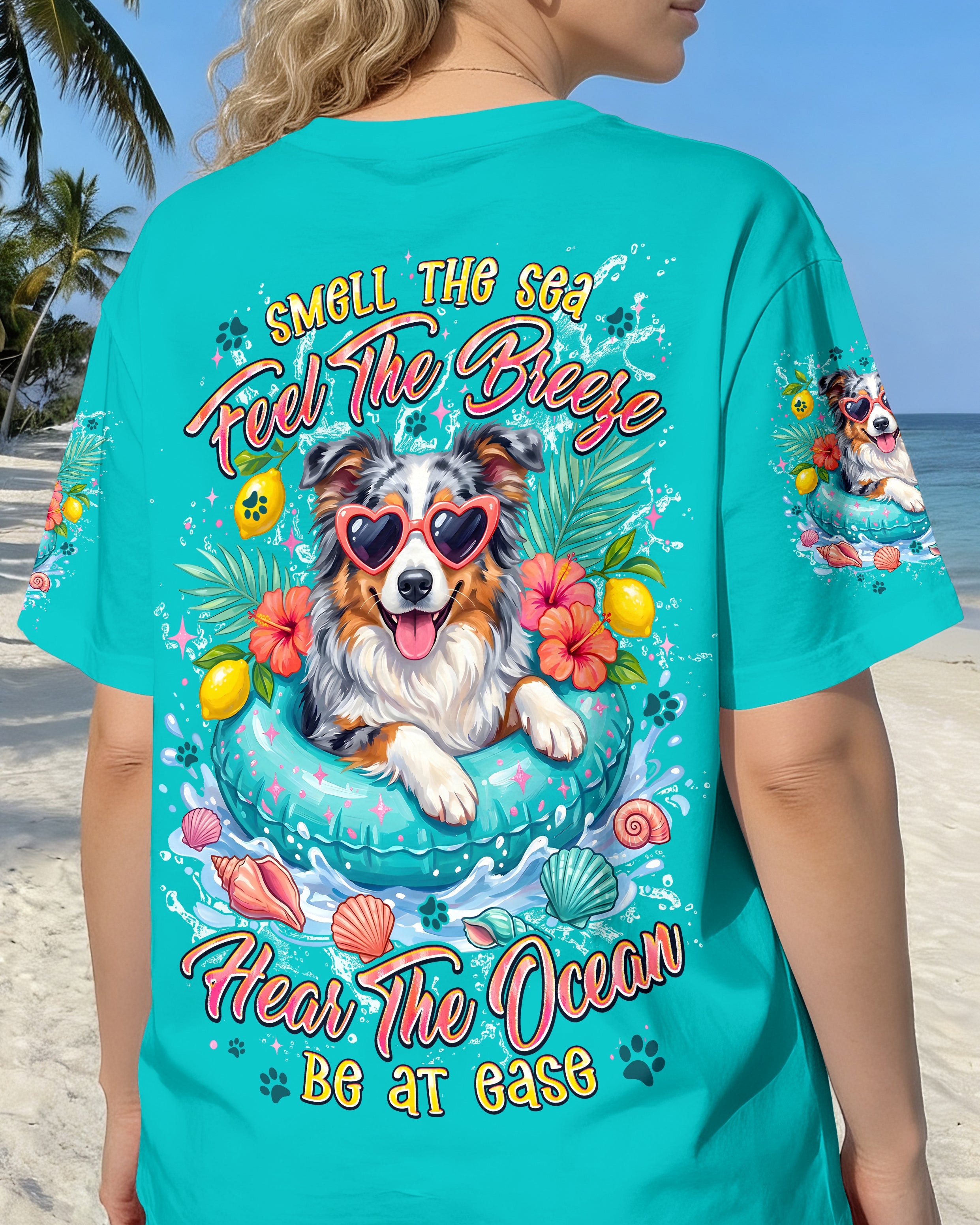 SMELL THE SEA FEEL THE BREEZE AUSTRALIAN SHEPHERD DOG ALL OVER PRINT - TYPQ0106261