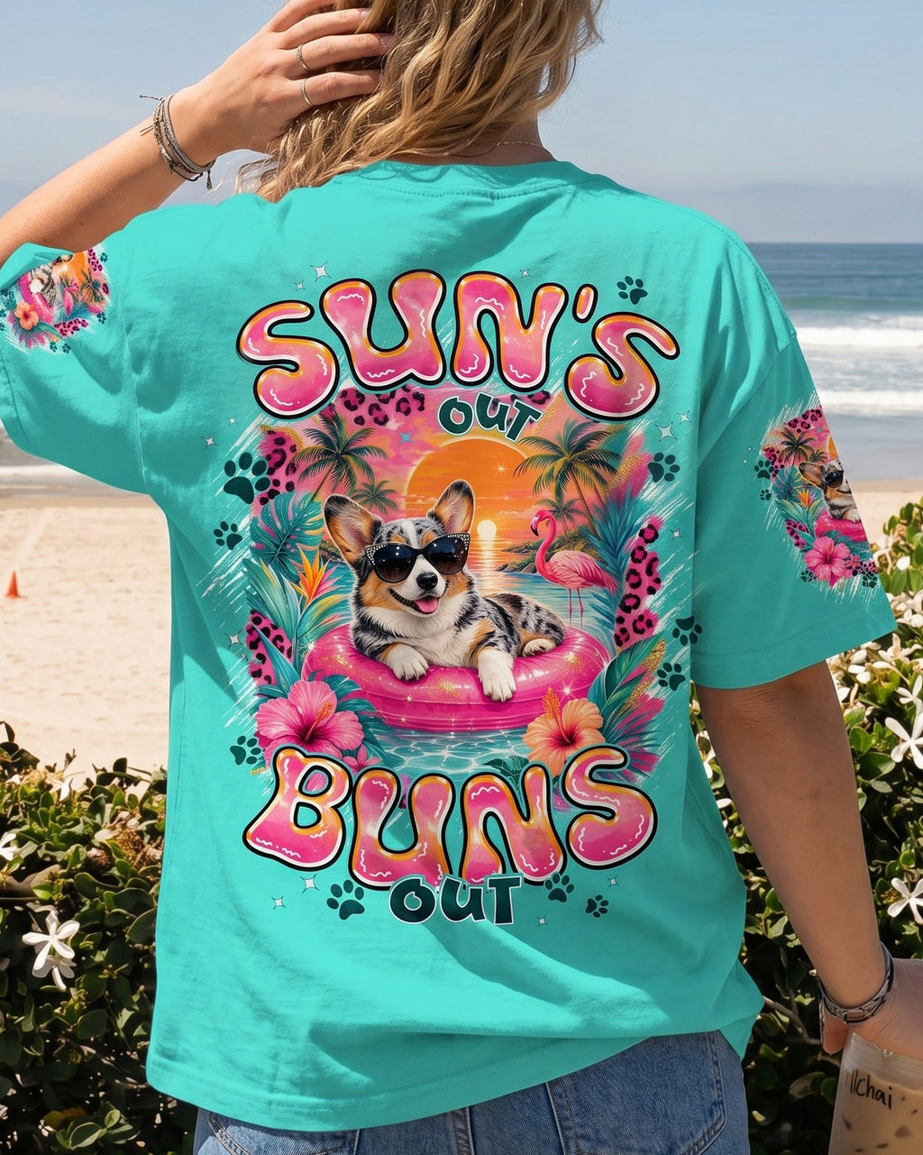 SUN'S OUT BUNS OUT CORGI DOG ALL OVER PRINT - TYPQ1306263