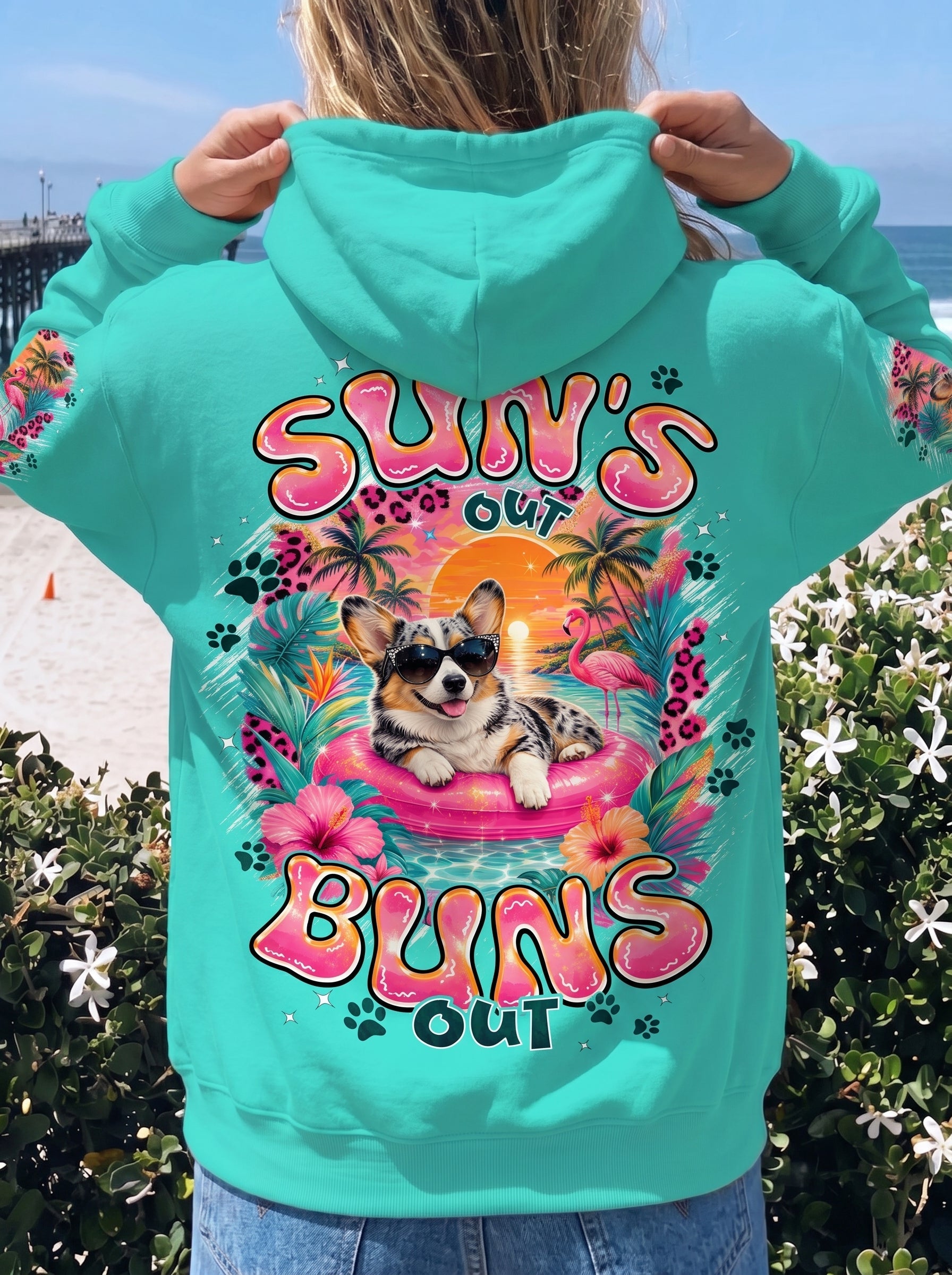 SUN'S OUT BUNS OUT CORGI DOG ALL OVER PRINT - TYPQ1306263