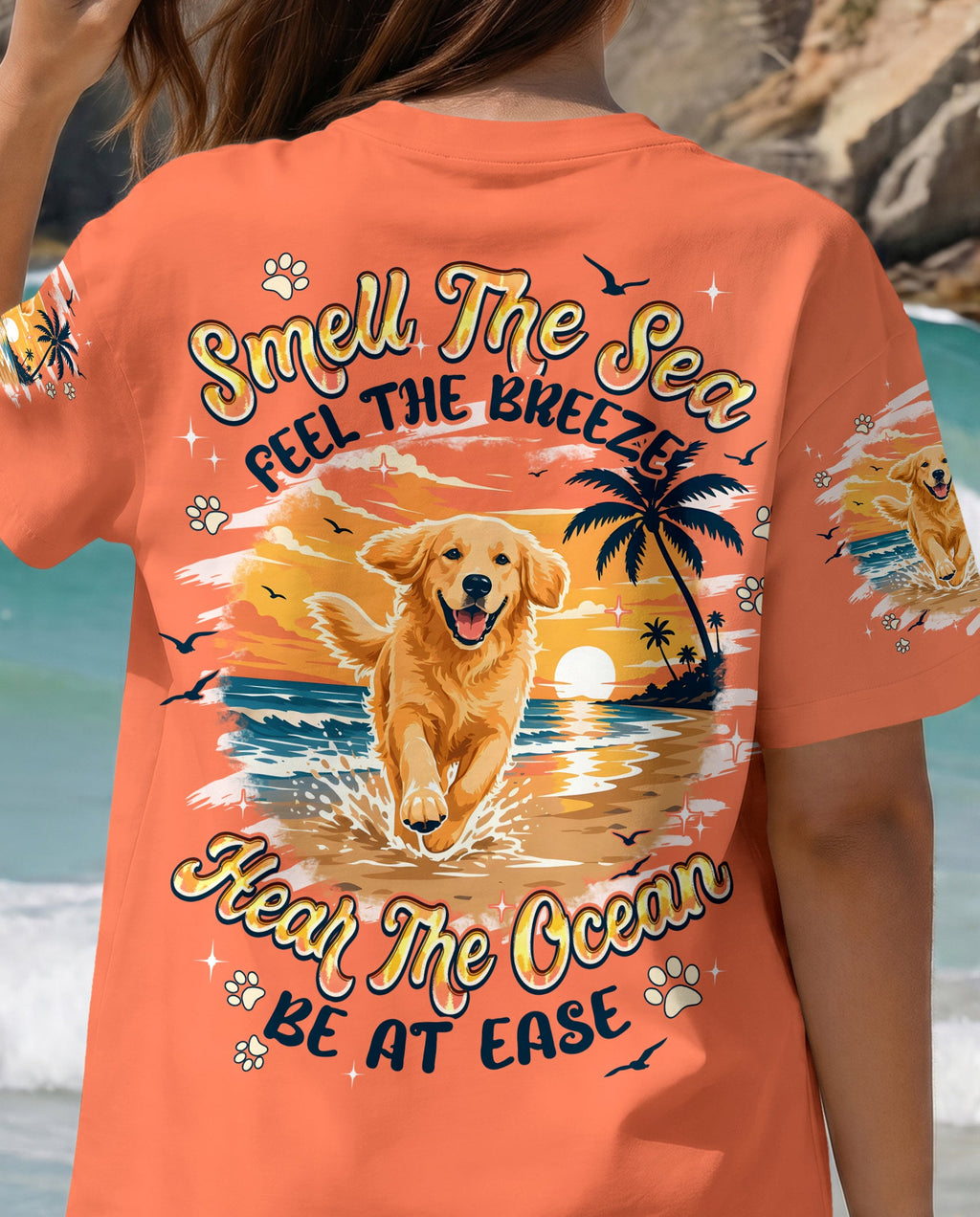 SMELL THE SEA GOLDEN RETRIEVER BEACH DOG ALL OVER PRINT - TYPQ1806261
