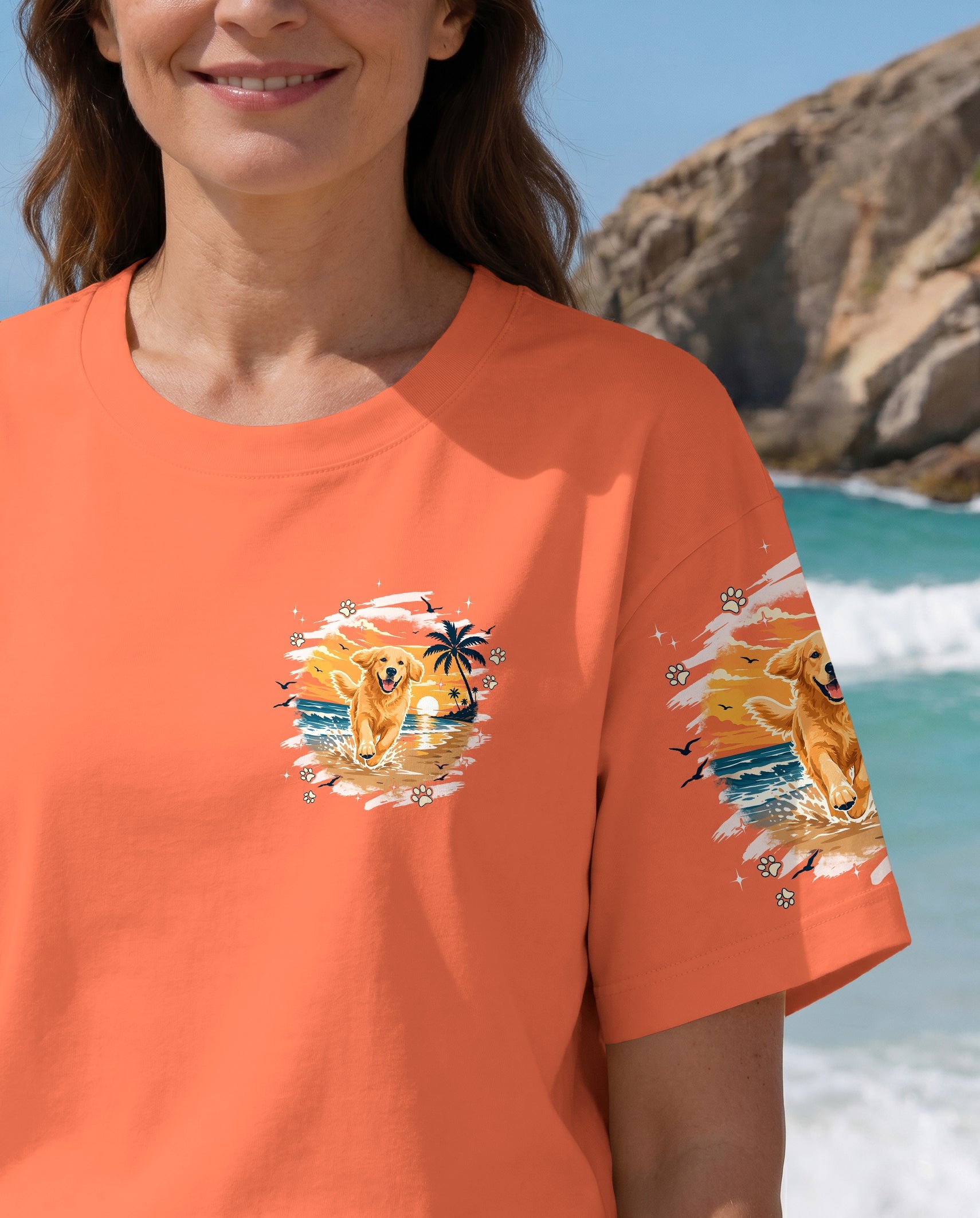SMELL THE SEA GOLDEN RETRIEVER BEACH DOG ALL OVER PRINT - TYPQ1806261