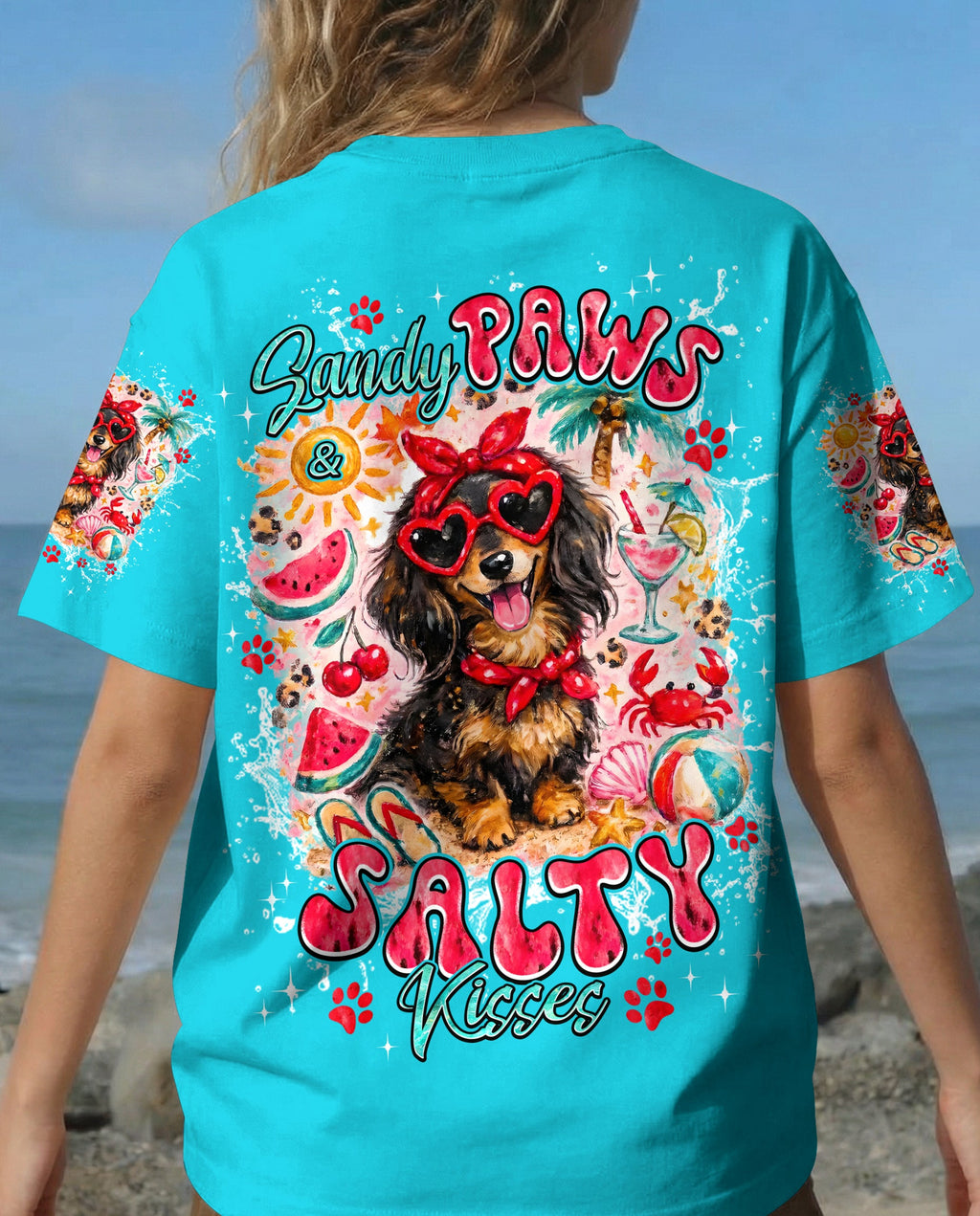 SANDY PAWS AND SALTY KISSES DACHSHUND ALL OVER PRINT - TYPQ2505262