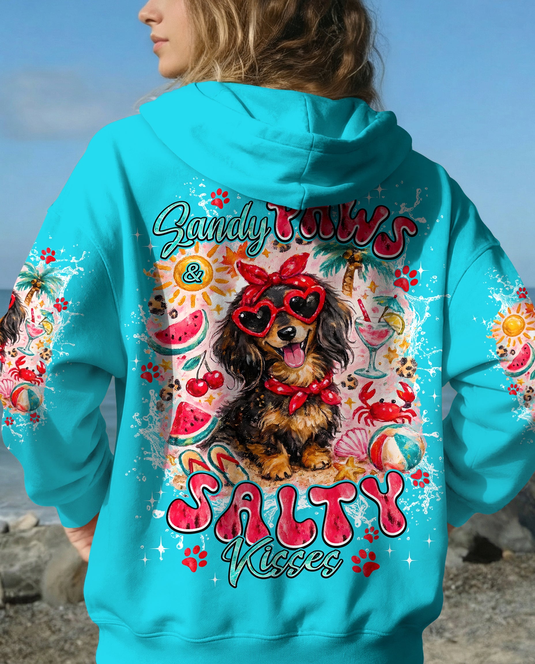 SANDY PAWS AND SALTY KISSES DACHSHUND ALL OVER PRINT - TYPQ2505262