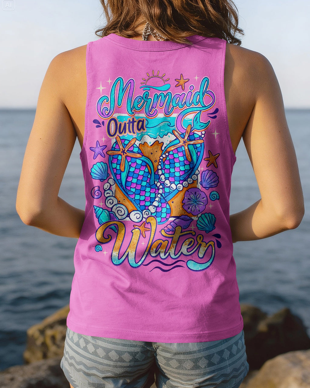 MERMAID OUTTA WATER FLIP FLOPS ALL OVER PRINT - TYQY0106262