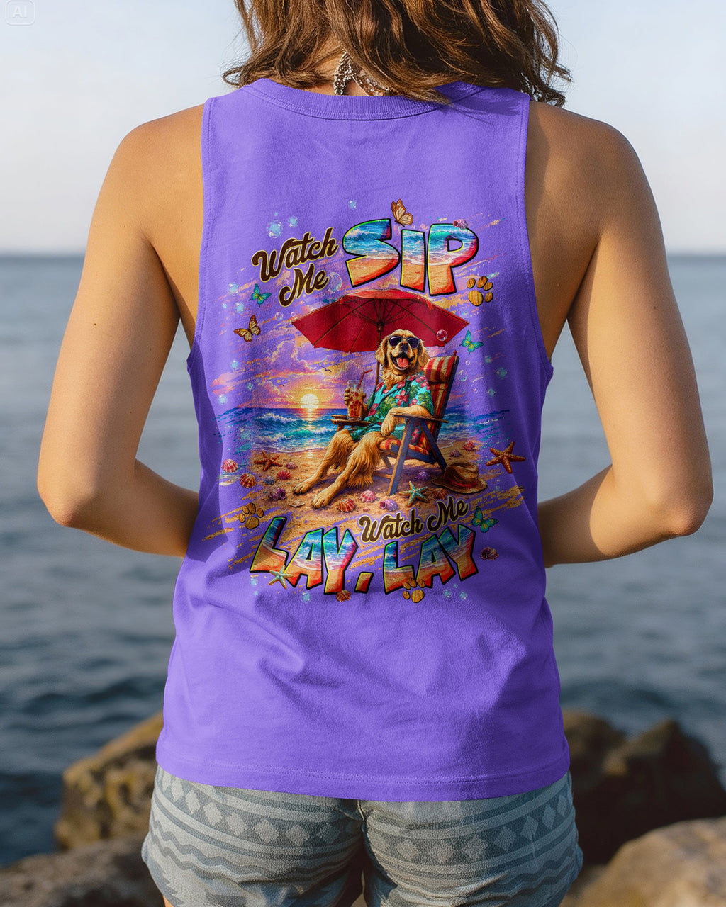 WATCH ME SIP GOLDEN RETRIEVER  DOG ALL OVER PRINT  - TLNT2605263