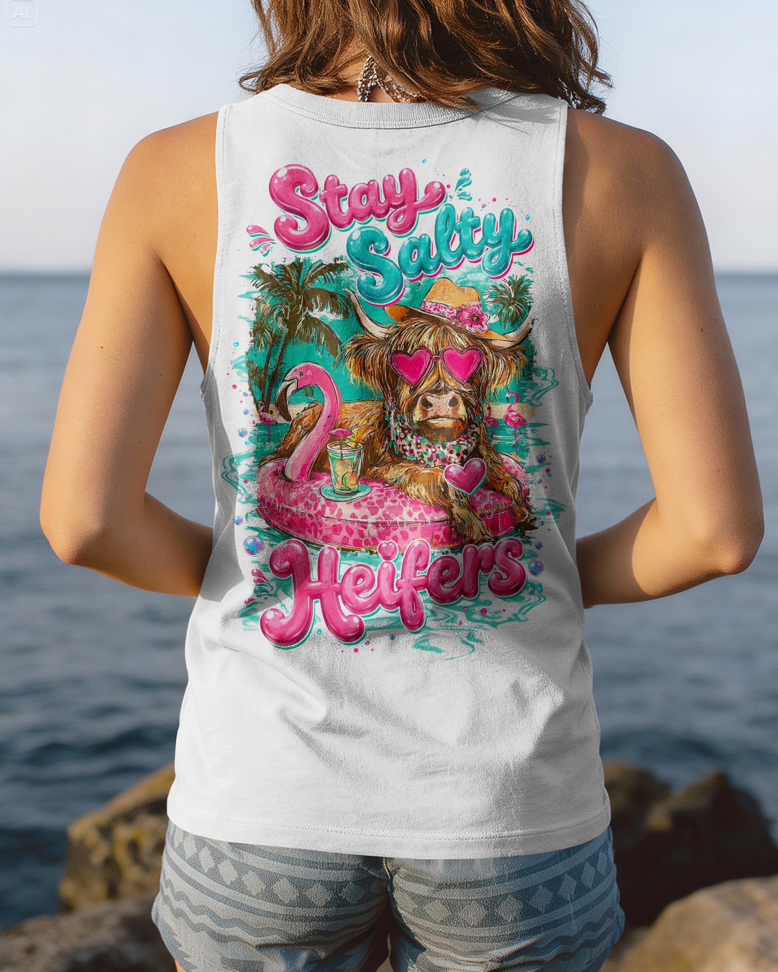 STAY SALTY HEIFERS COW BEACH ALL OVER PRINT  - TLTW1905261