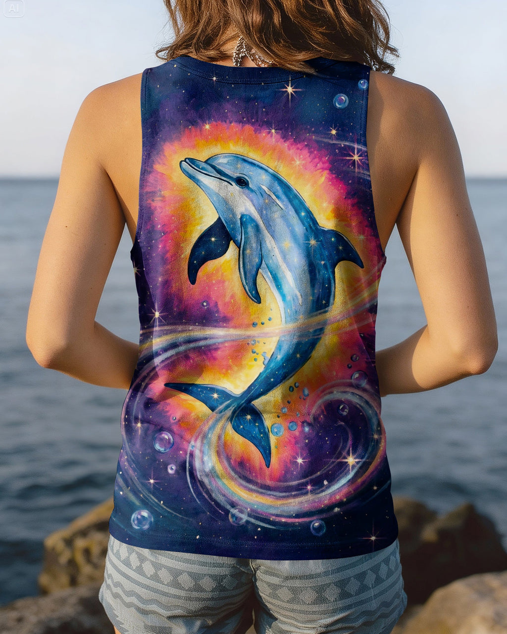 COSMIC MOON DOLPHIN GALAXY ALL OVER PRINT - RI1105263