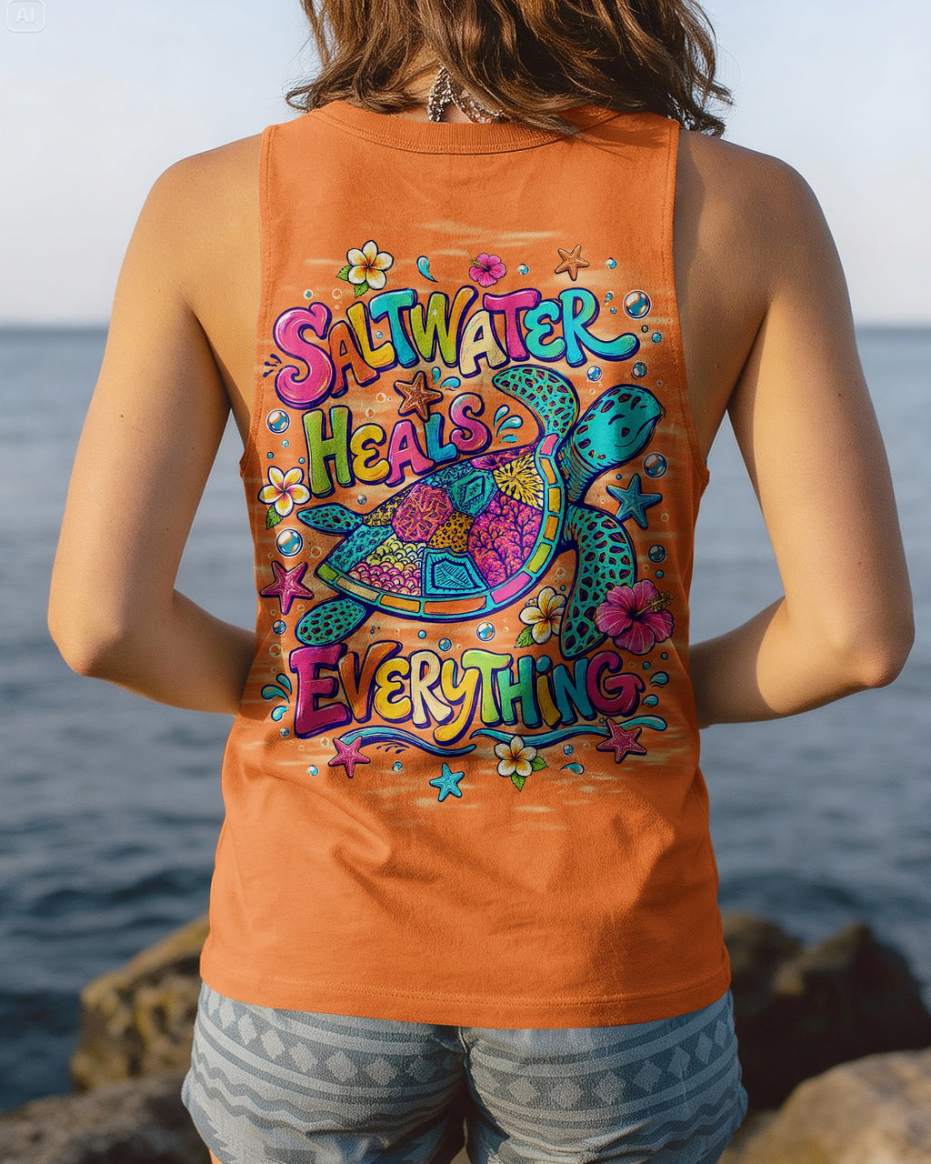 SALTWATER HEALS EVERYTHING TURTLE ALL OVER PRINT   - TLNT1306263