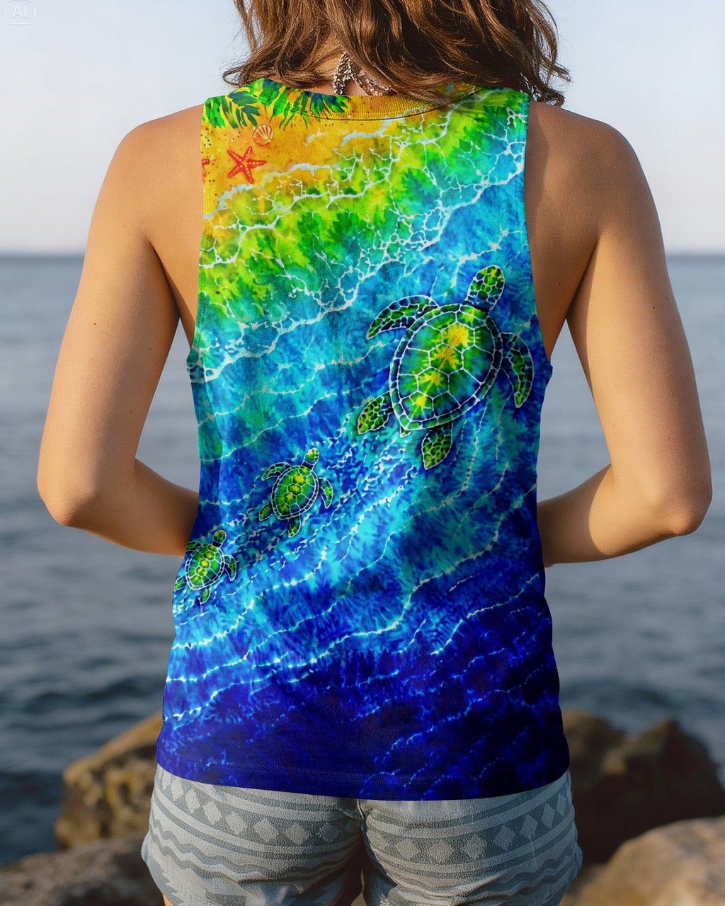 SEA TURTLES TROPICAL BEACH BURST ALL OVER PRINT  - TLTW2206262