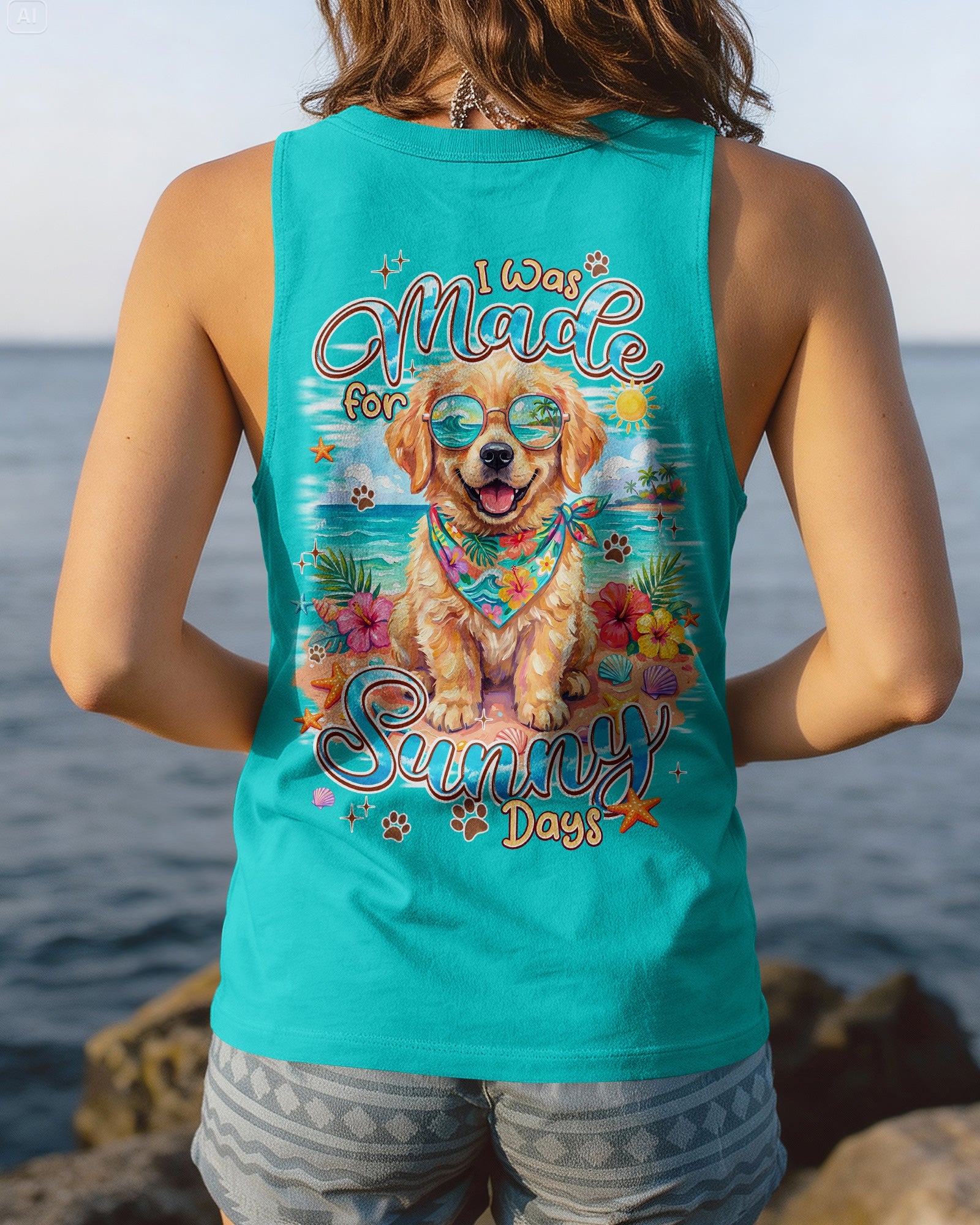 I WAS MADE FOR SUNNY DAYS GOLDEN RETRIEVER DOG ALL OVER PRINT - TYPQ2105263